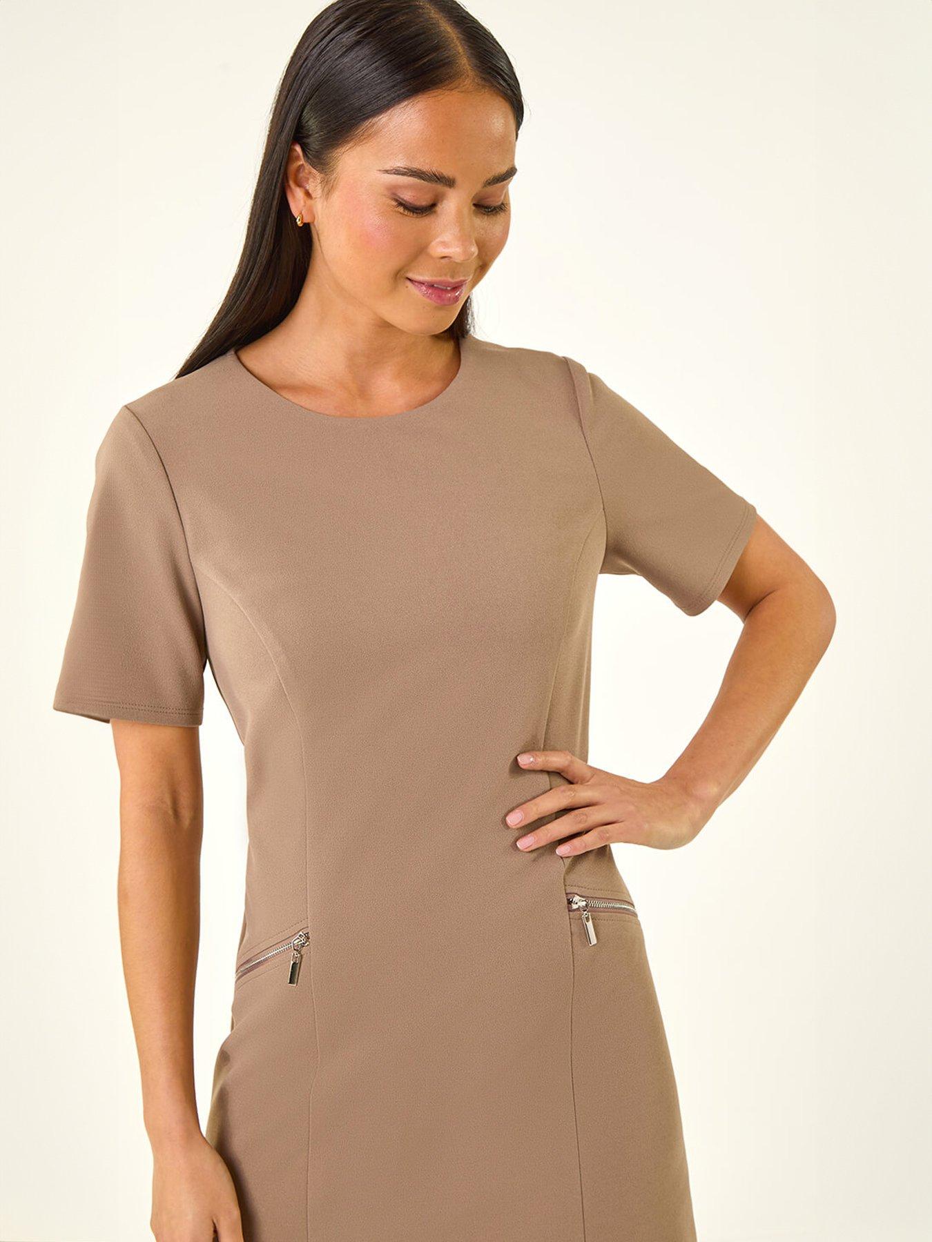 Image 4 of 5 of Roman Petite Zip Pocket Stretch Dress