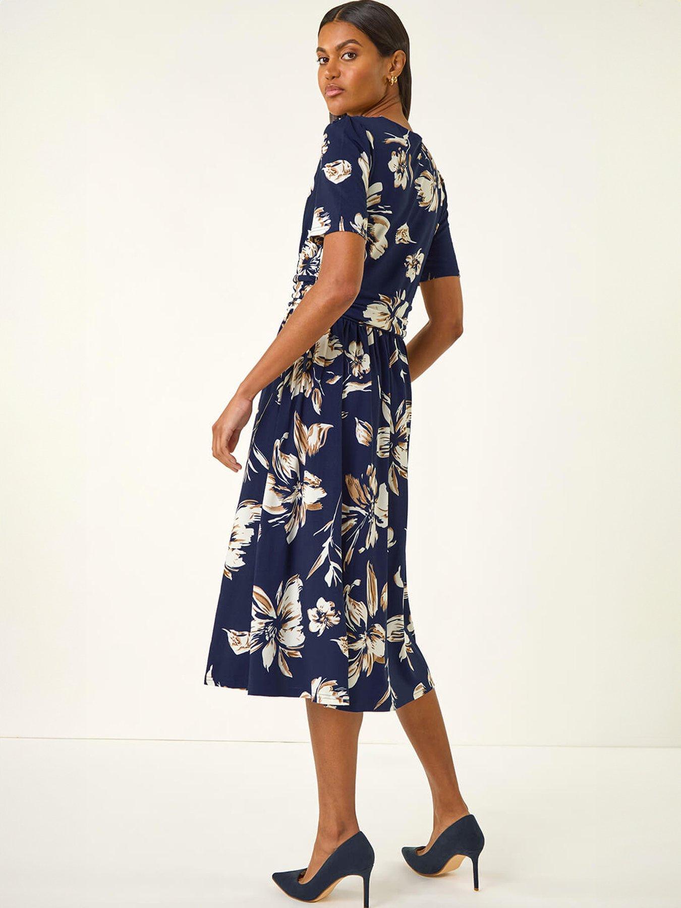 Image 2 of 5 of Roman Floral Wrap Midi Dress