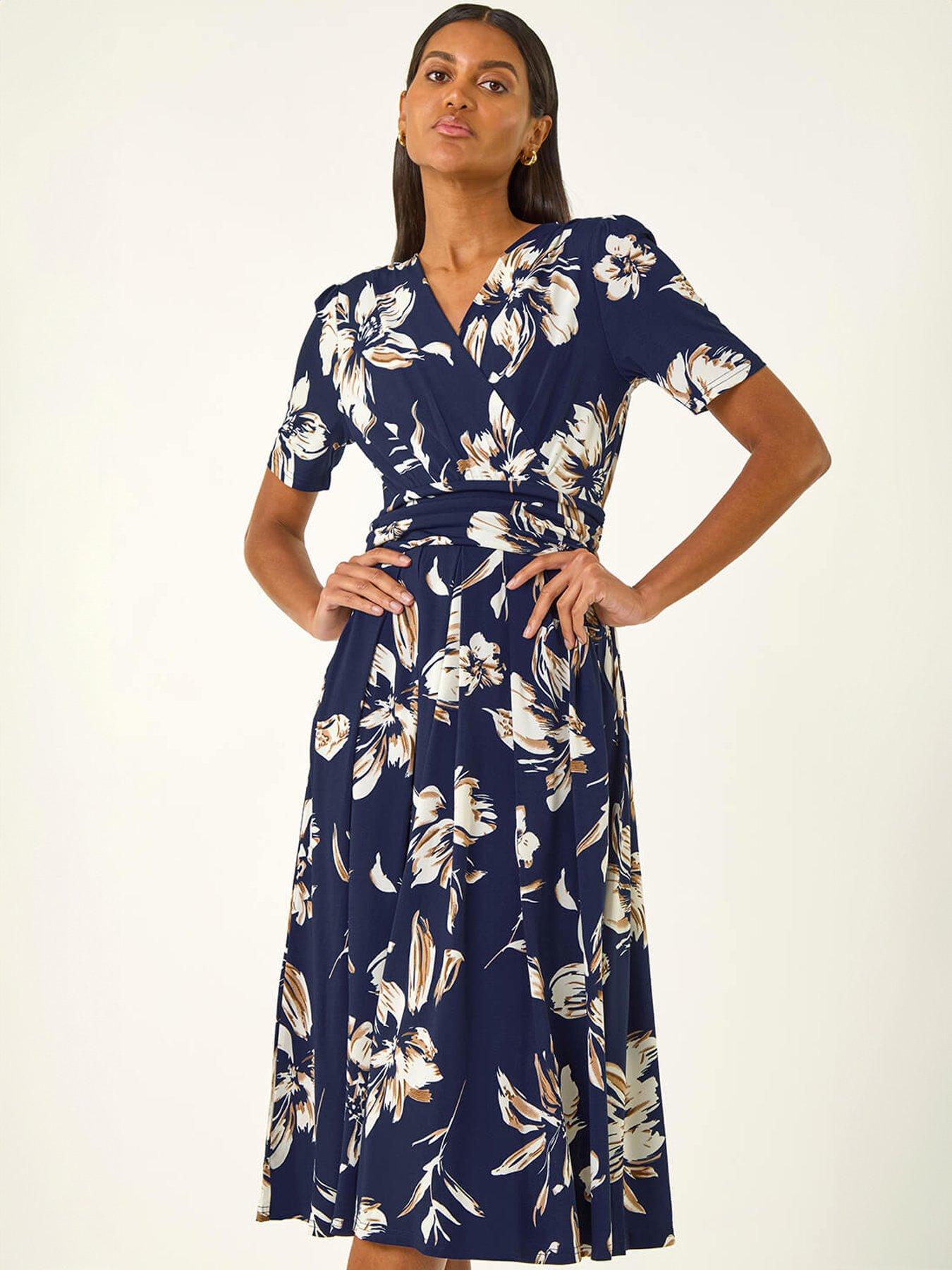 Image 3 of 5 of Roman Floral Wrap Midi Dress