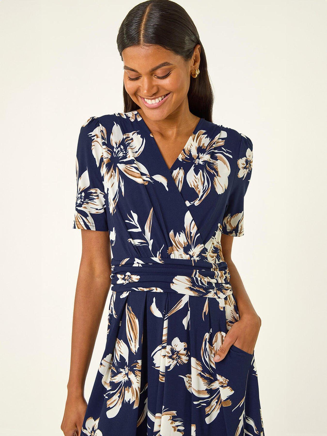 Image 4 of 5 of Roman Floral Wrap Midi Dress