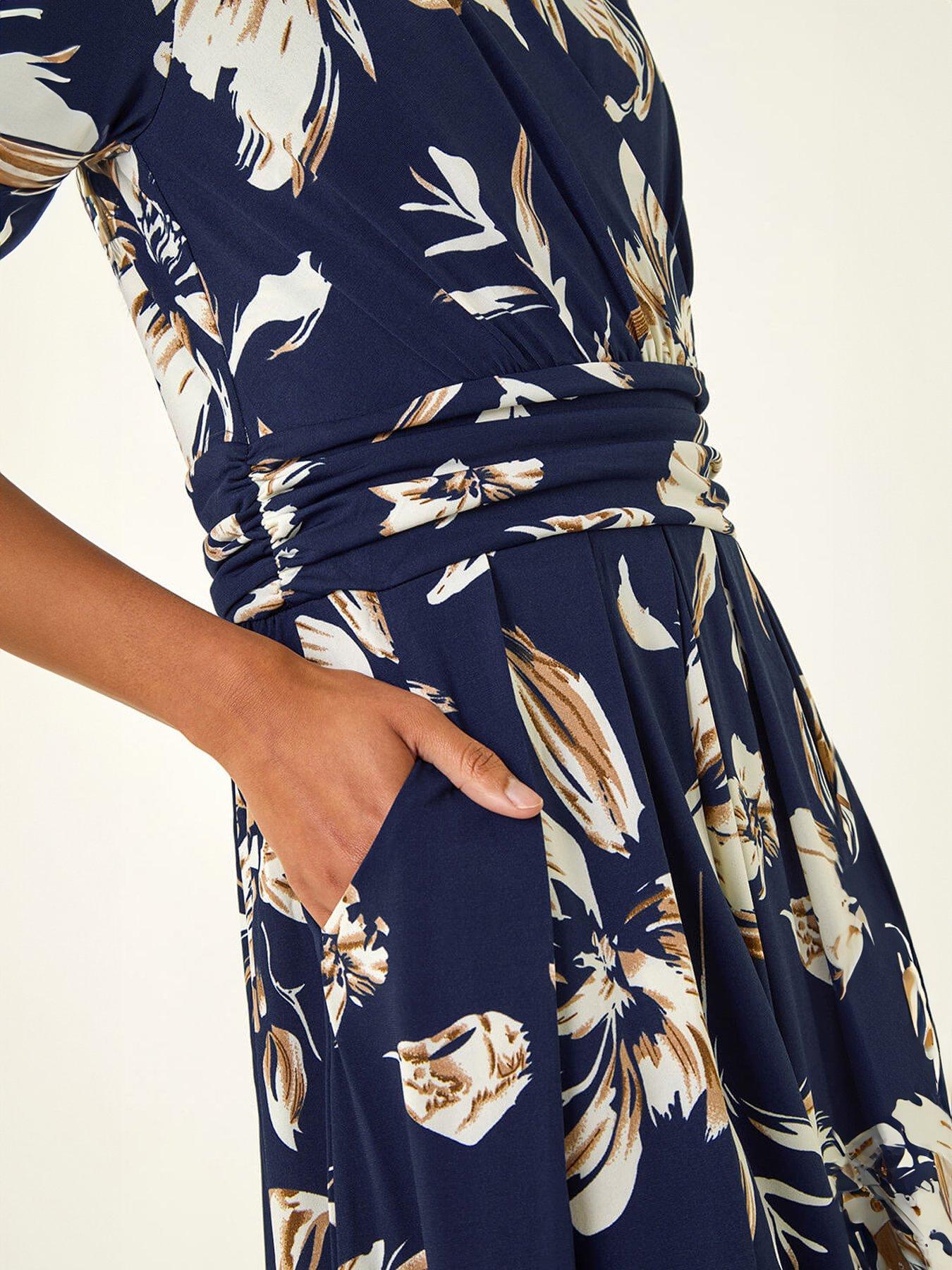 Image 5 of 5 of Roman Floral Wrap Midi Dress