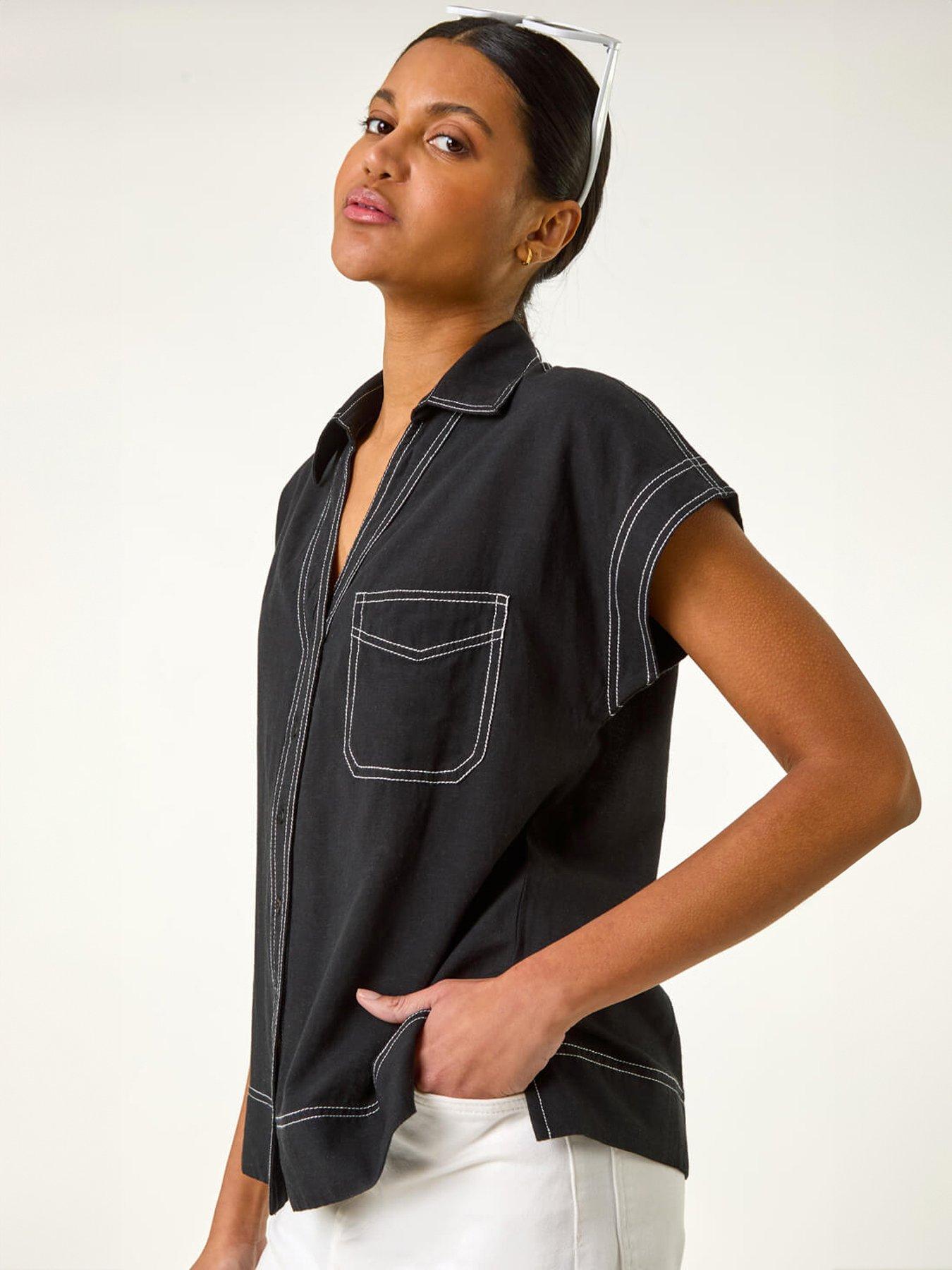 front image of roman-constrast-stitch-shirt