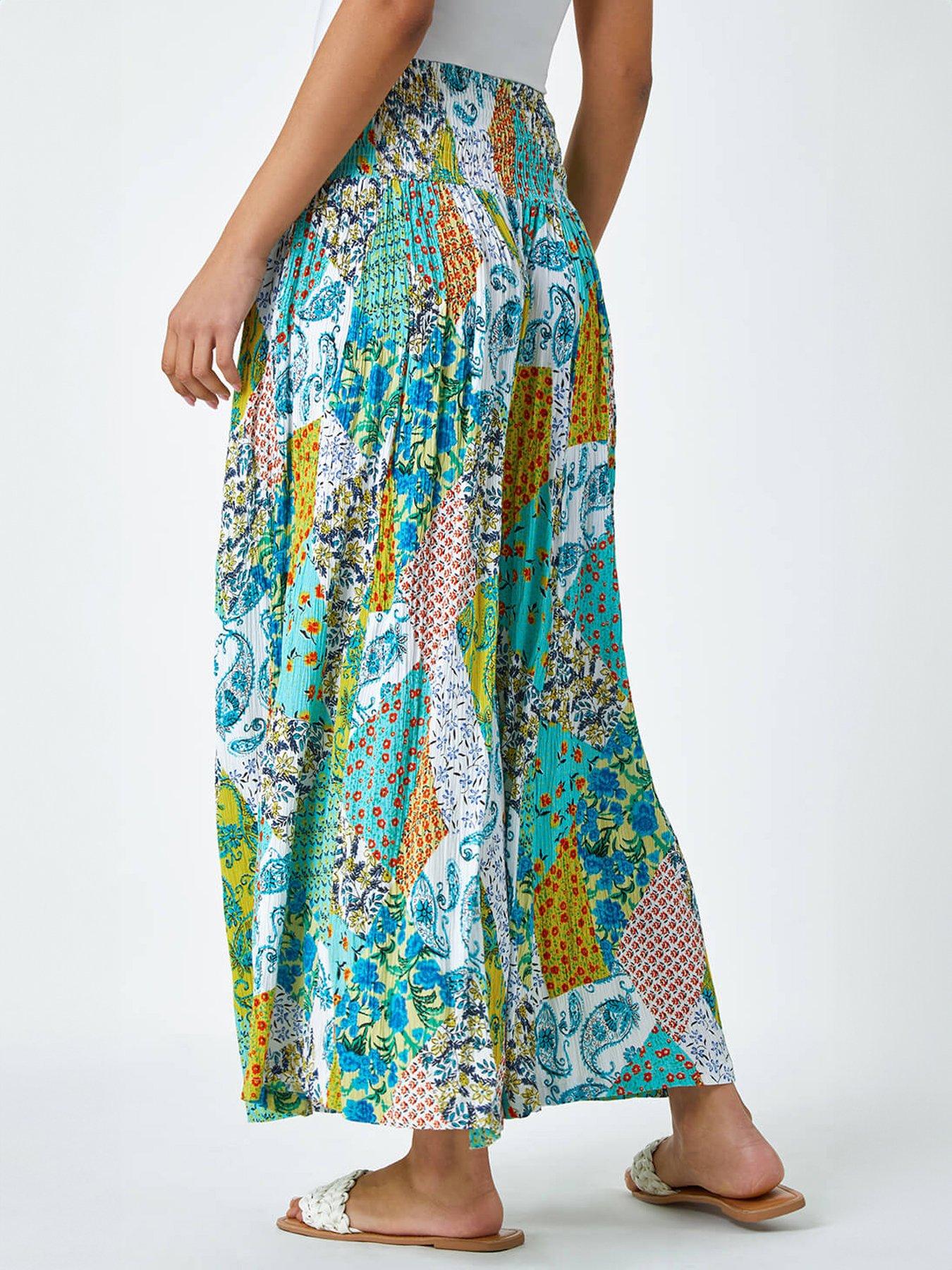  image of roman-paisley-elasticated-stretch-palazzo-trousers