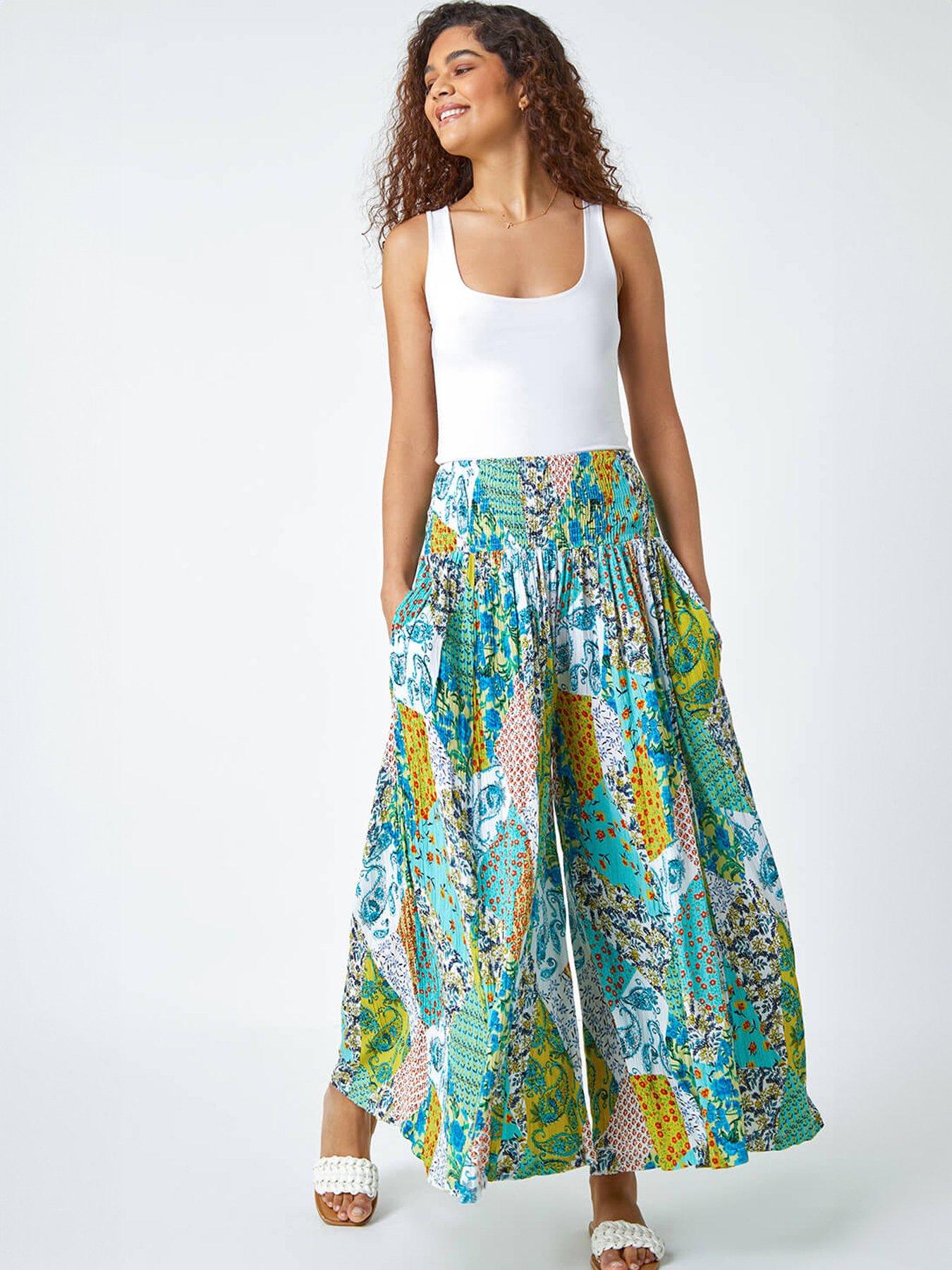  image of roman-paisley-elasticated-stretch-palazzo-trousers