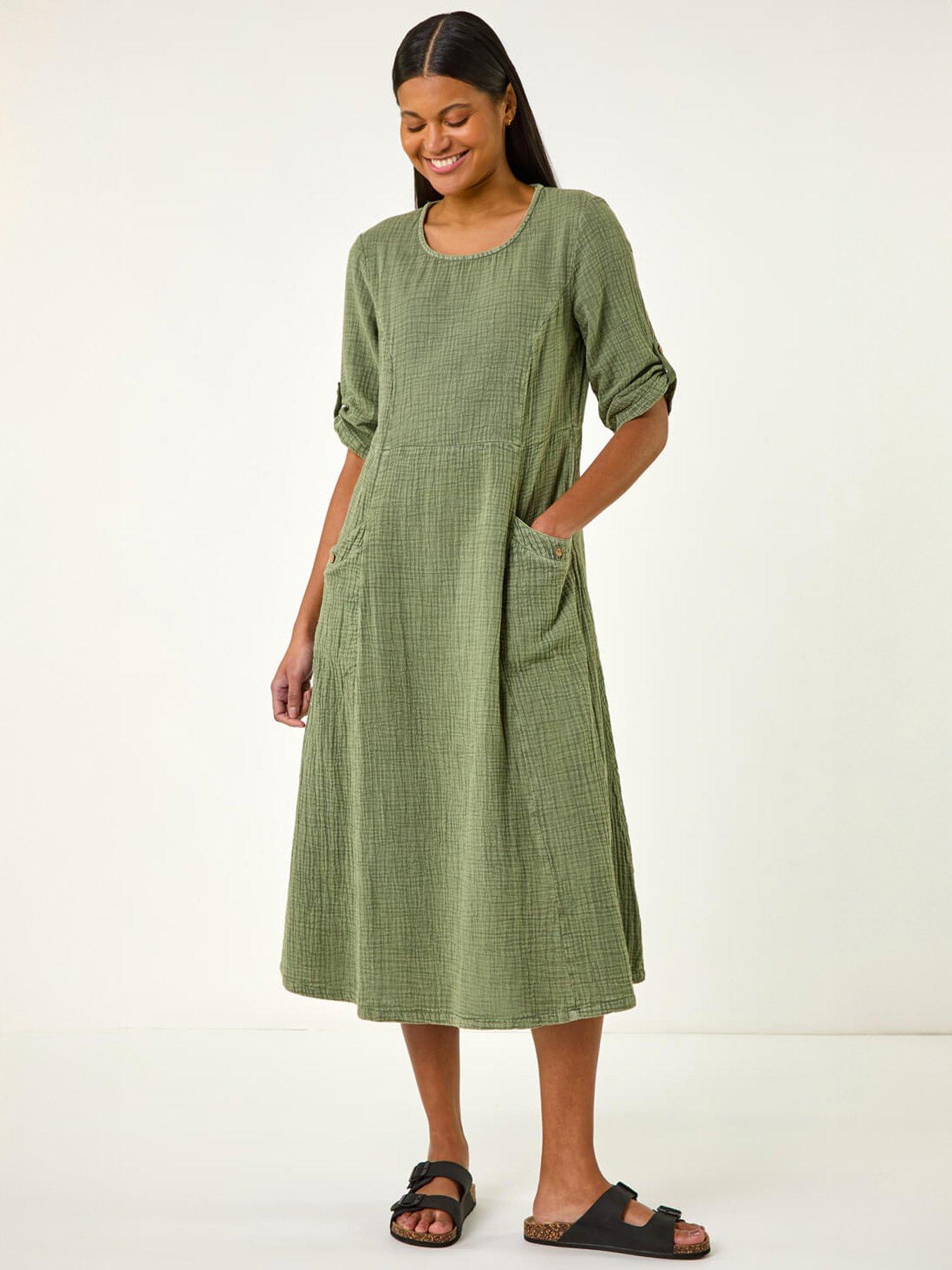Image 1 of 5 of Roman Textured A-line Midi Dress