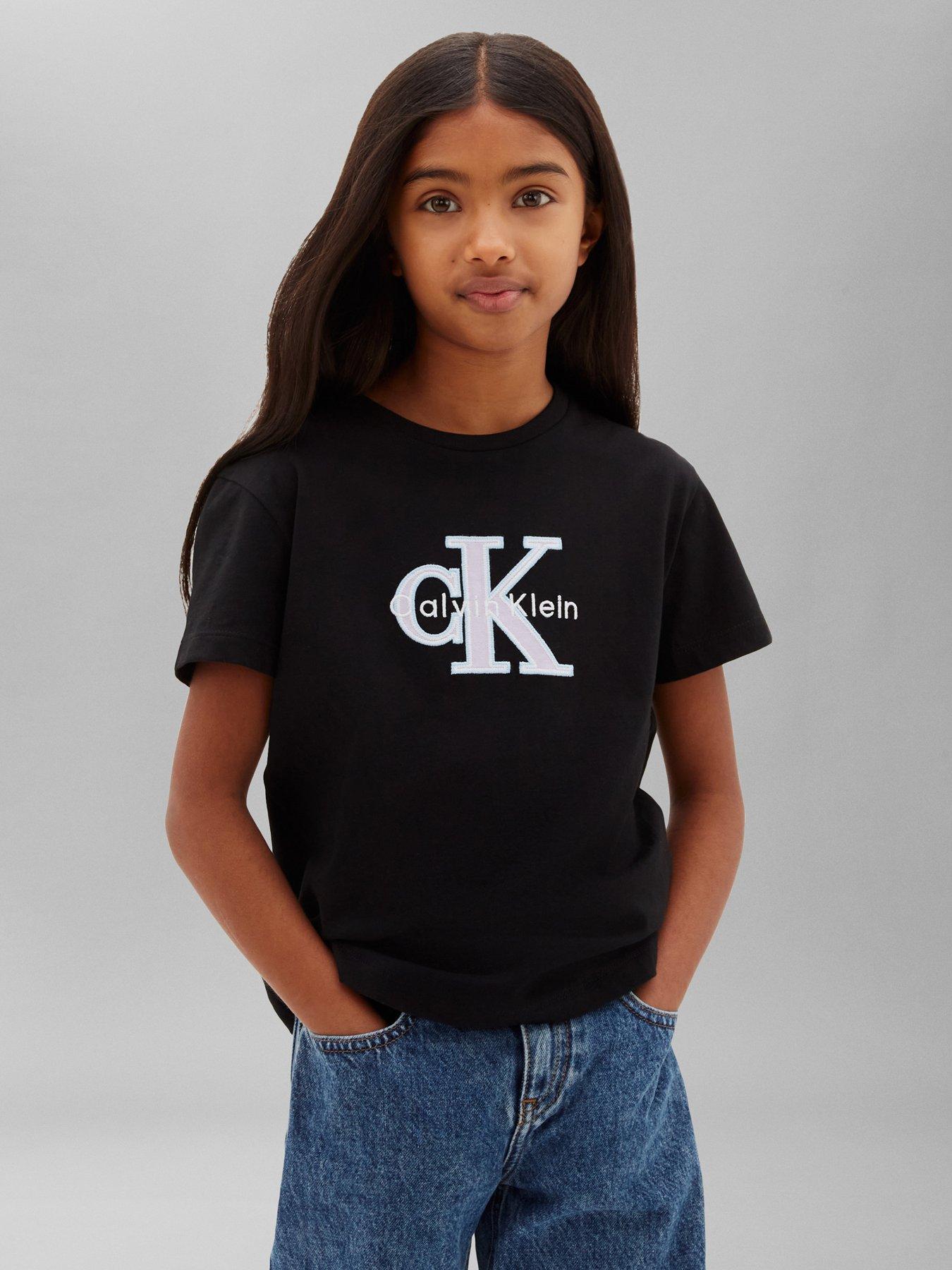 Calvin Klein Jeans Girls Seasonal Monologo Short Sleeve T-Shirt - Black