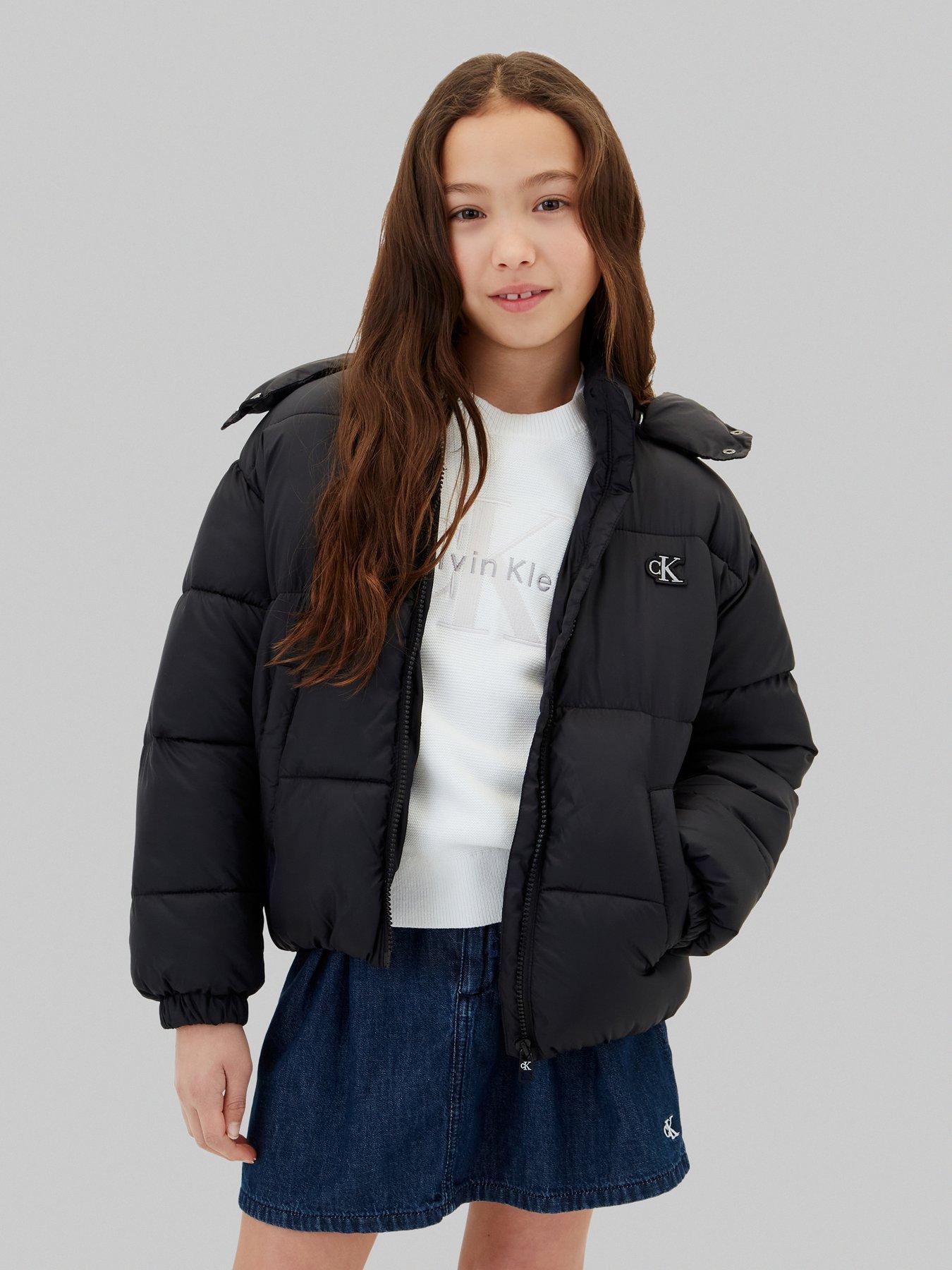 Calvin Klein Jeans Girls Mini Me Ck Short Padded Jacket - Black