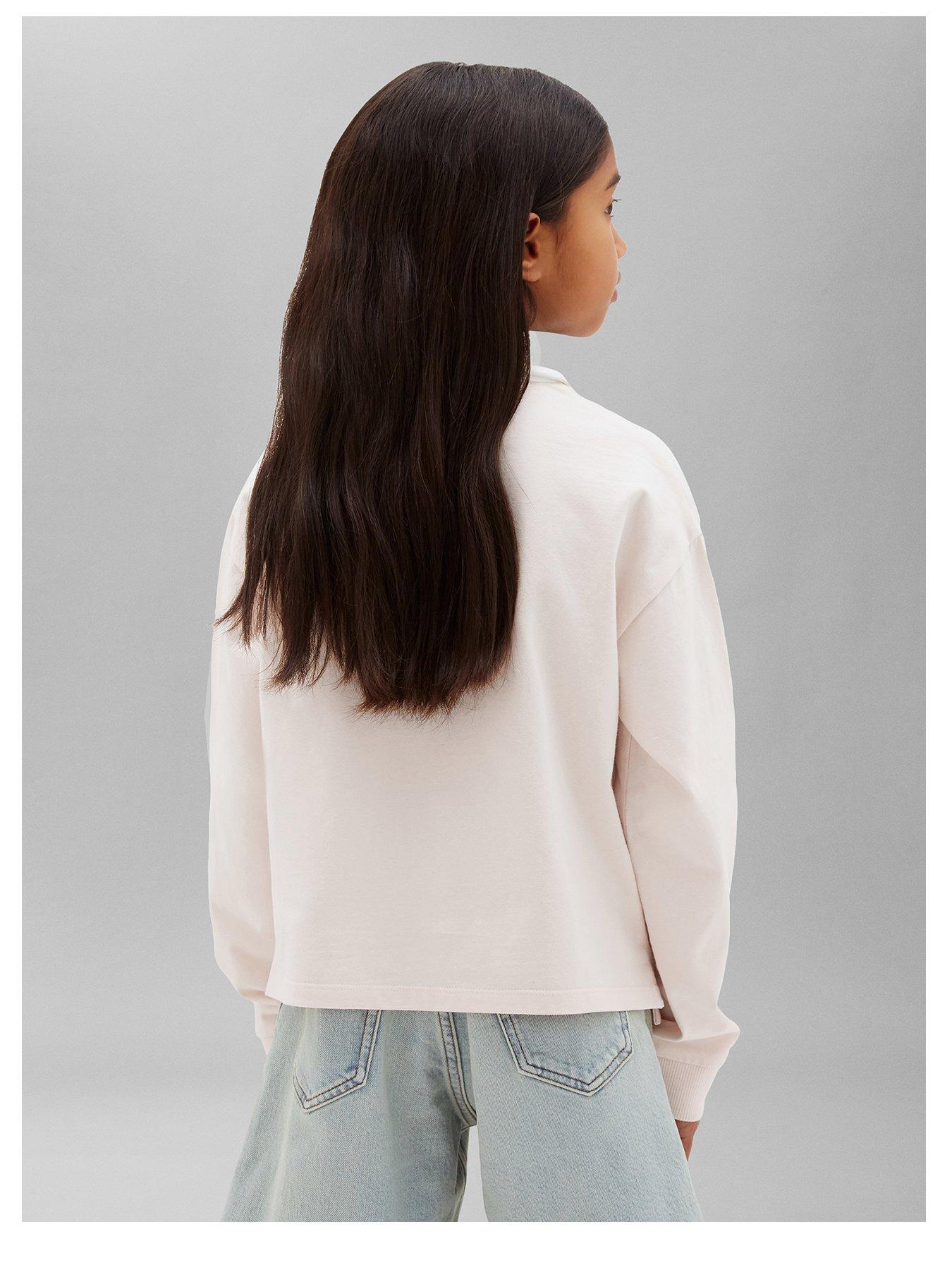 Image 3 of 5 of Calvin Klein Jeans Girls Mini Me Monologo Long Sleeve Rugby Top - Pink