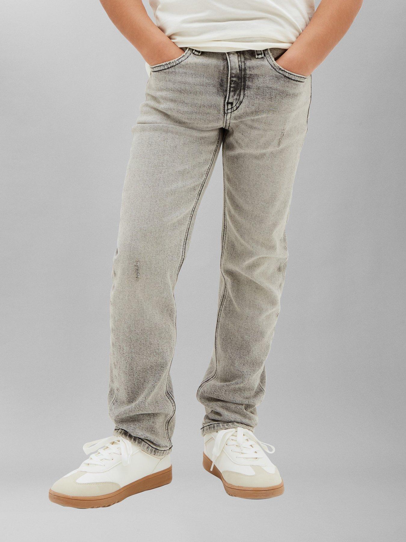 Calvin Klein Jeans Boys Regular Straight Jeans - Stonewash Grey