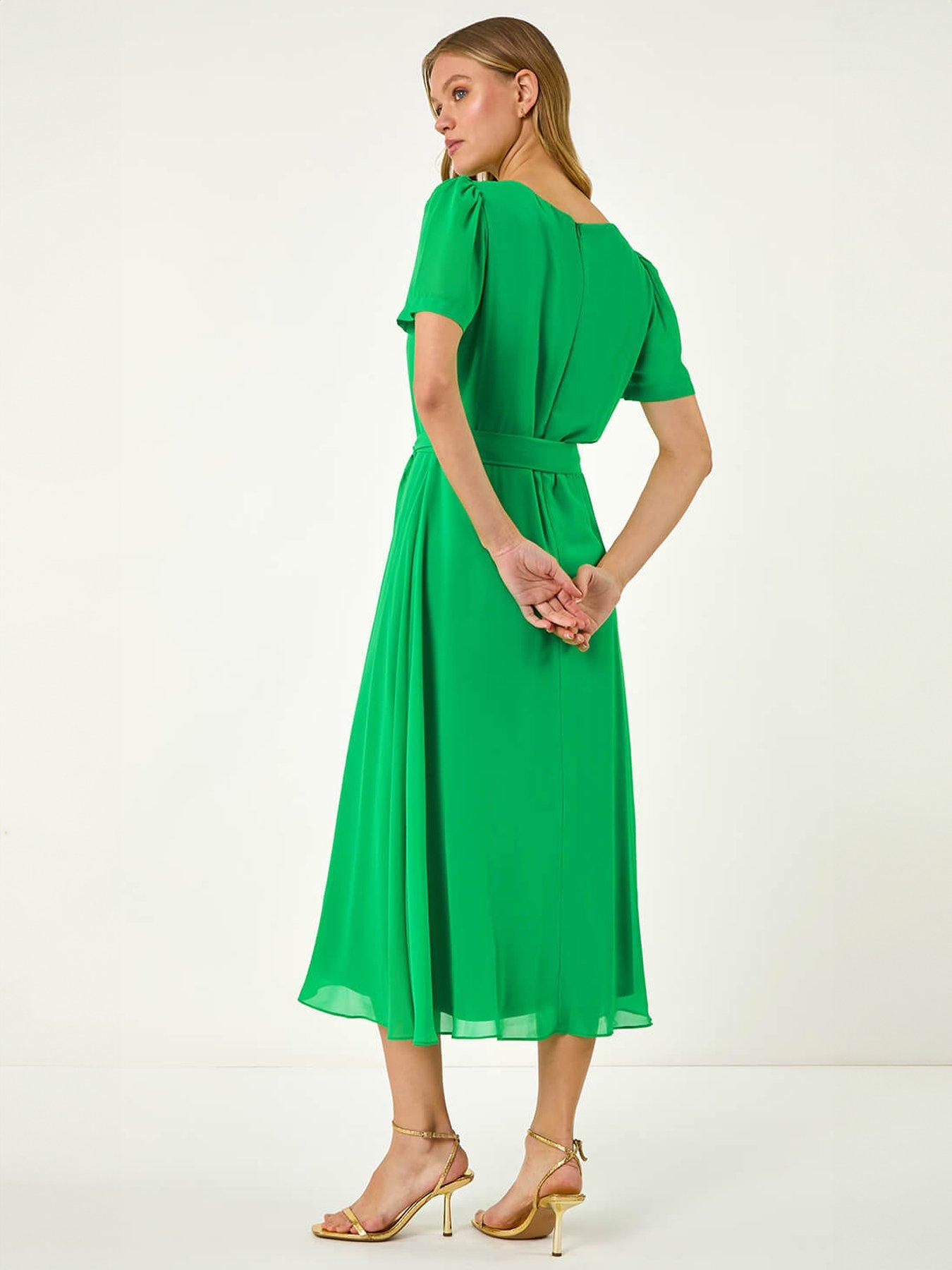 Image 2 of 5 of Roman Pleated Chiffon Midi Dress