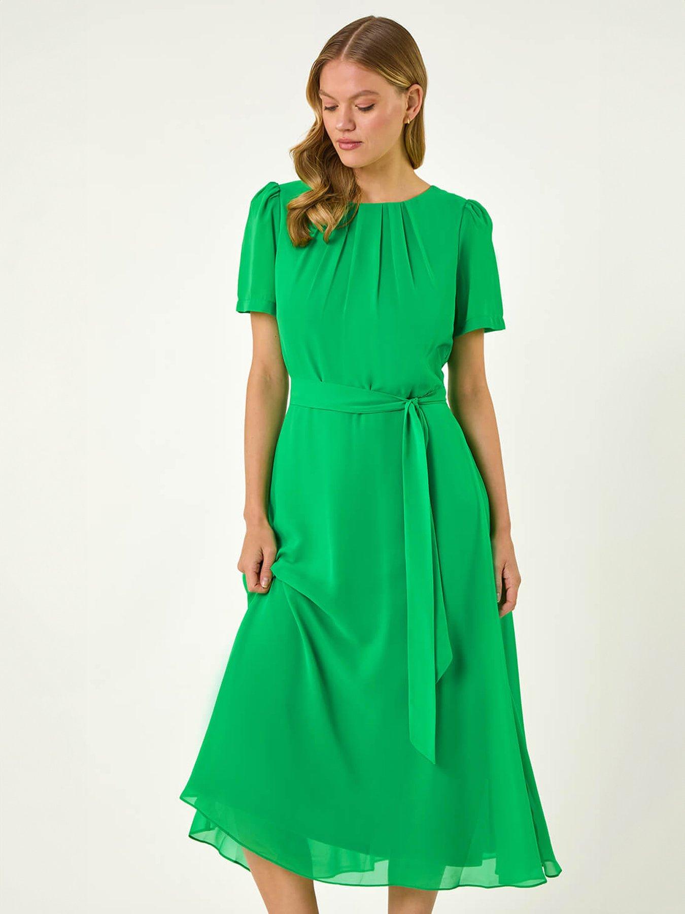 Image 3 of 5 of Roman Pleated Chiffon Midi Dress