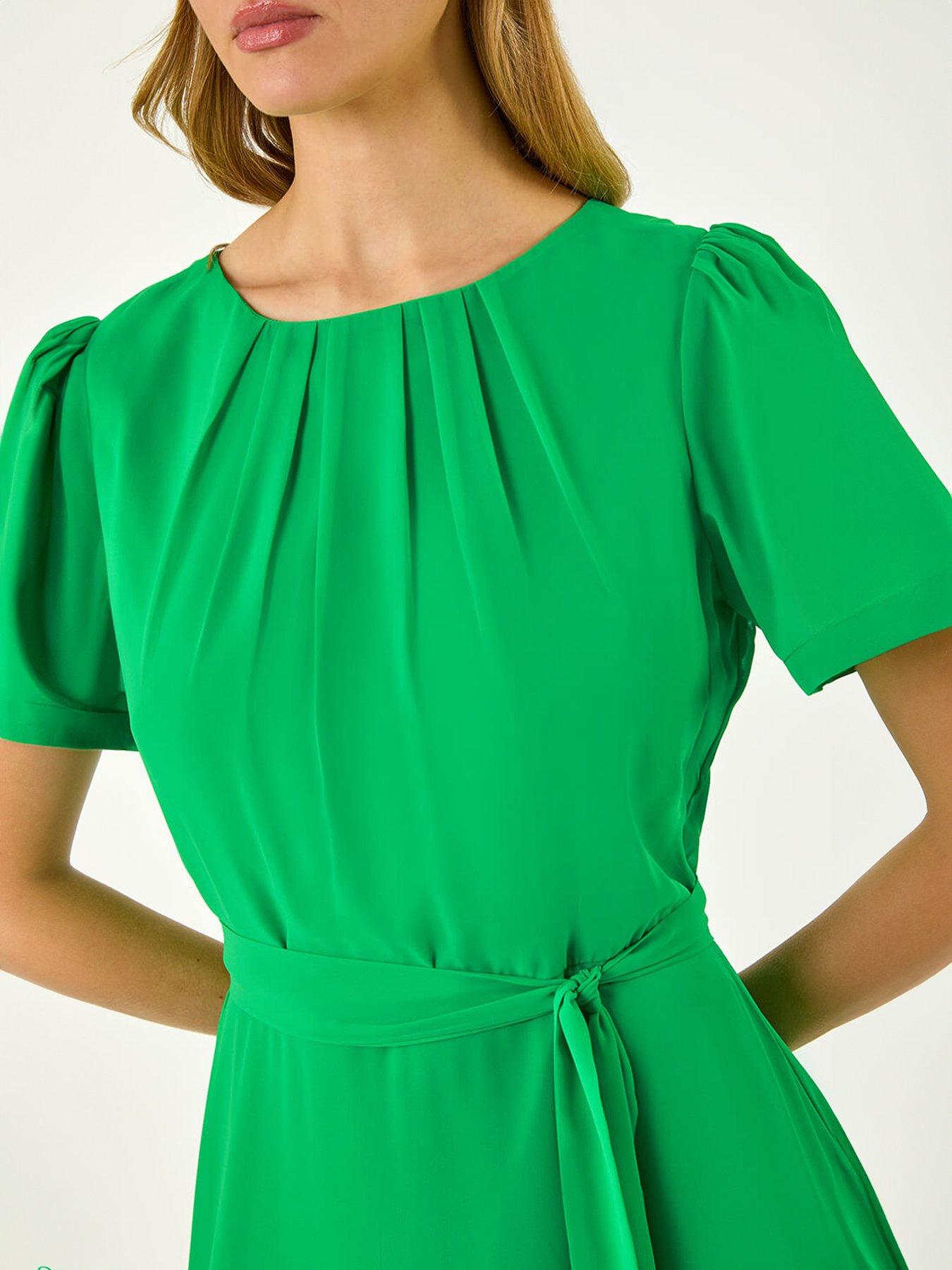 Image 5 of 5 of Roman Pleated Chiffon Midi Dress