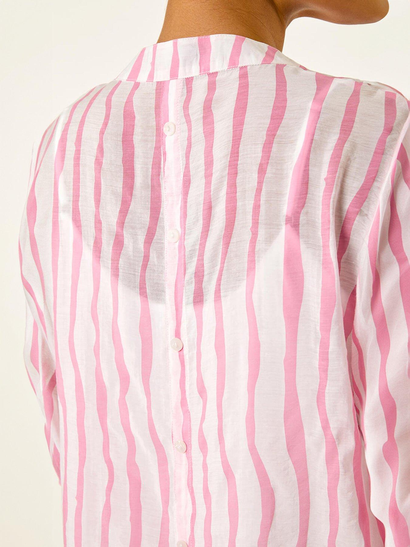 Image 5 of 5 of Roman Stripe Print V-neck Blouse