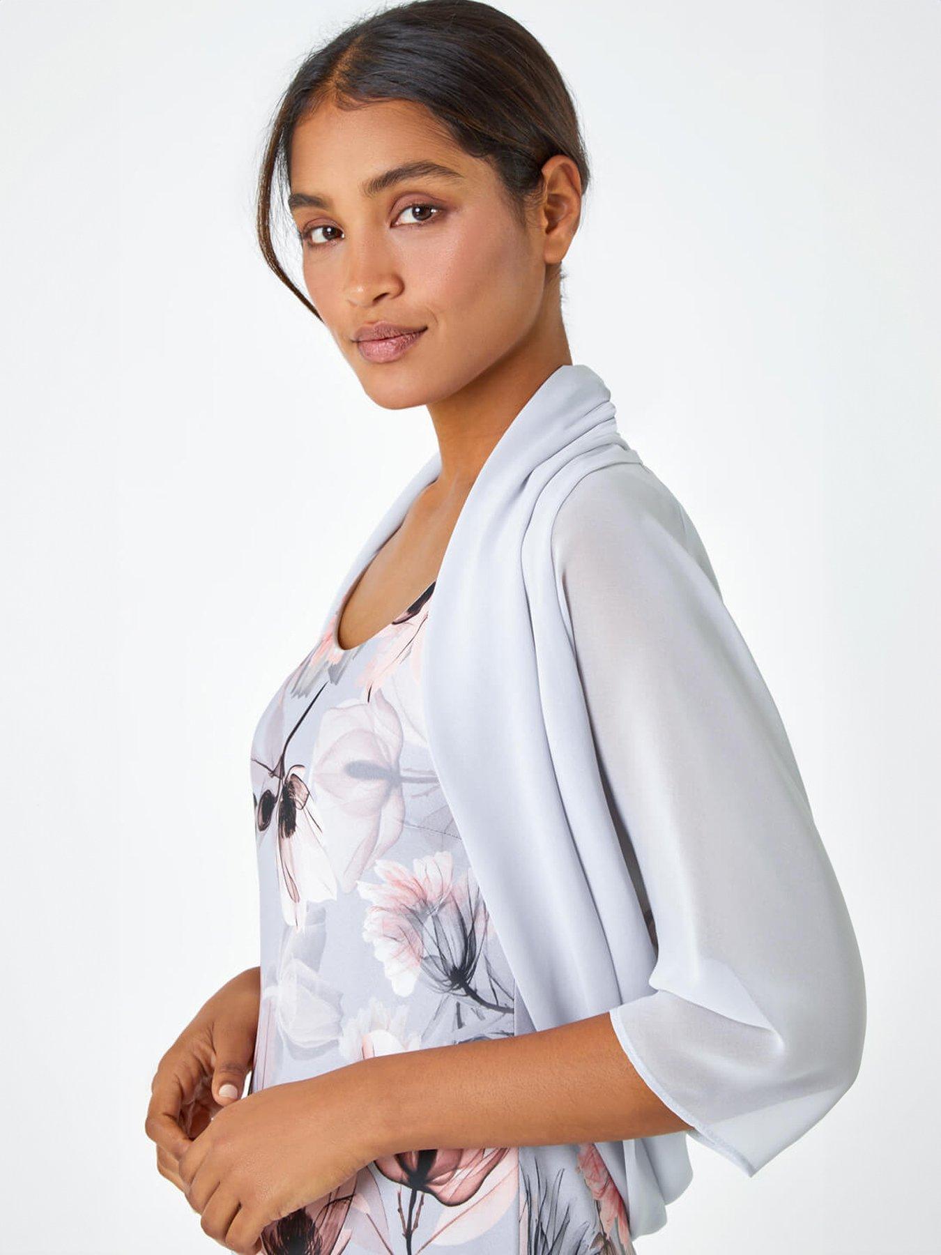  image of roman-ruched-hem-chiffon-bolero