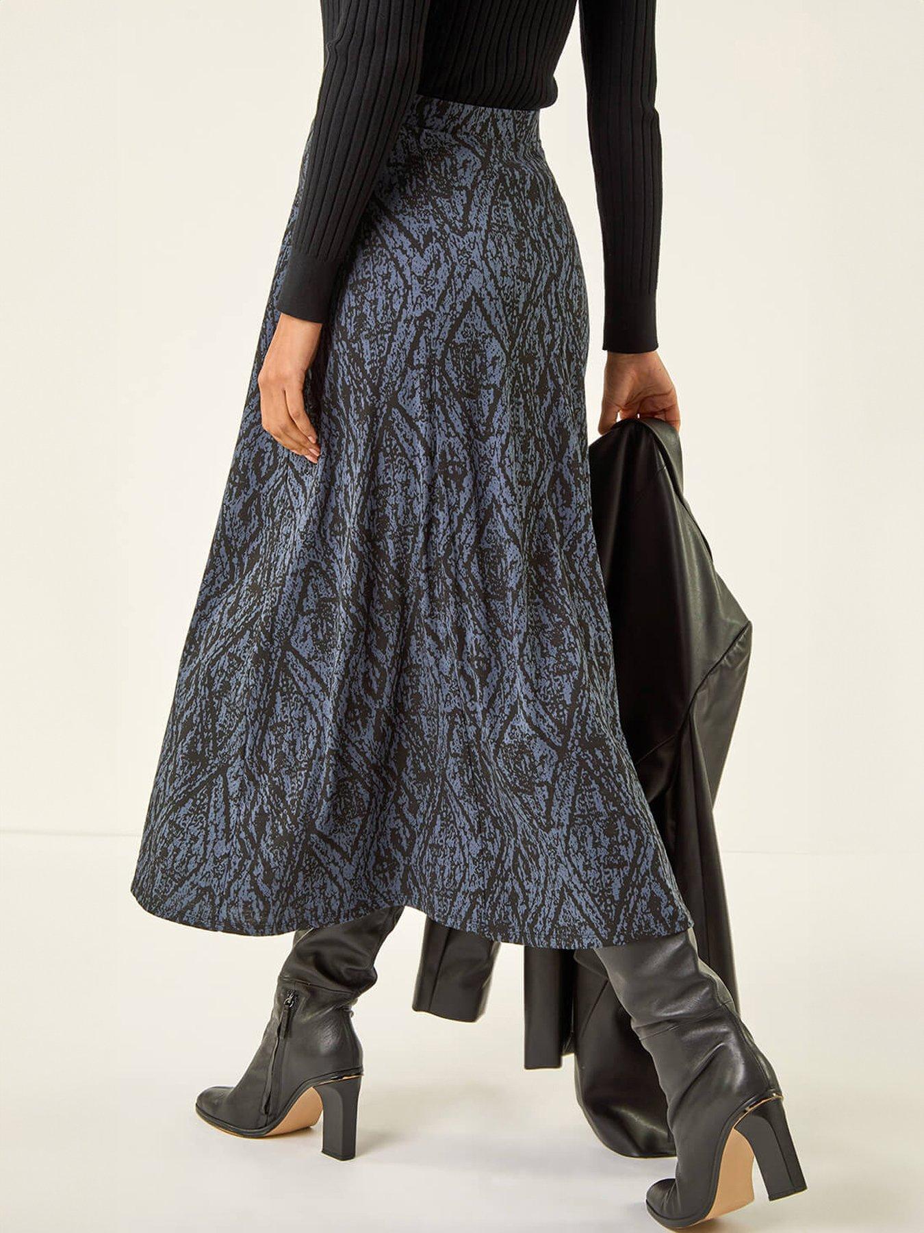 Image 2 of 5 of Roman Abstract Diamond Print Midi Skirt