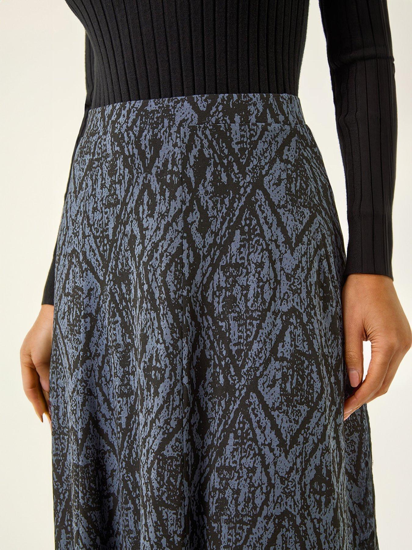 Image 5 of 5 of Roman Abstract Diamond Print Midi Skirt