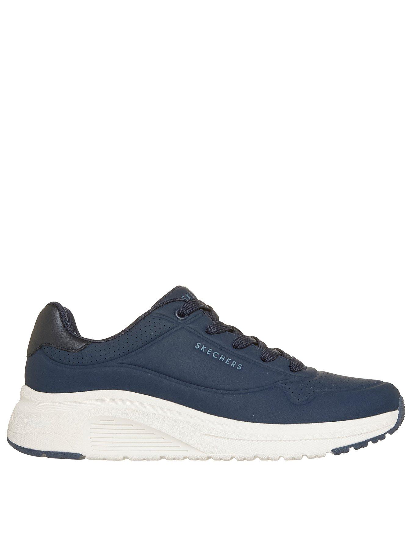 Skechers Uno Lite 2 Durabuck With Metallic Trim Lace Up Fashion Sneaker - Navy