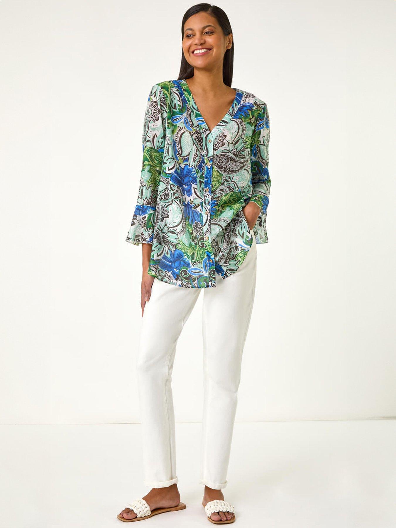  image of roman-paisley-v-neck-blouse