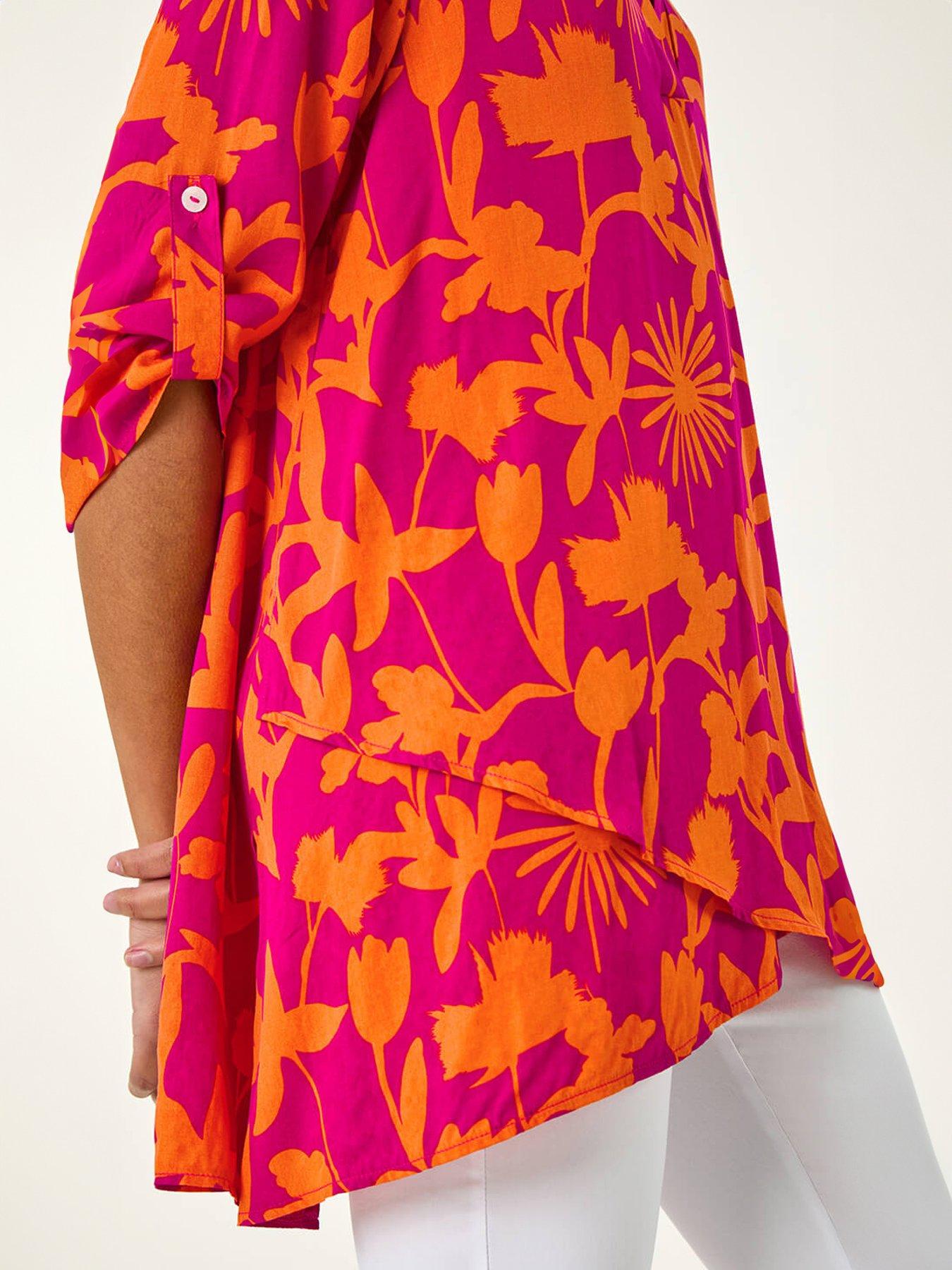Image 5 of 5 of Roman Floral Wrap Hem Tunic Top