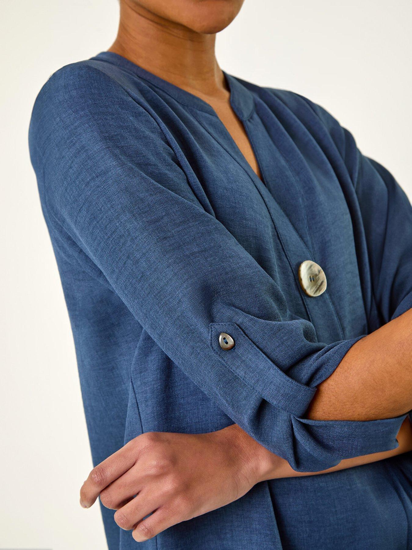 Image 5 of 5 of Roman Horn Button Detail Longline Top