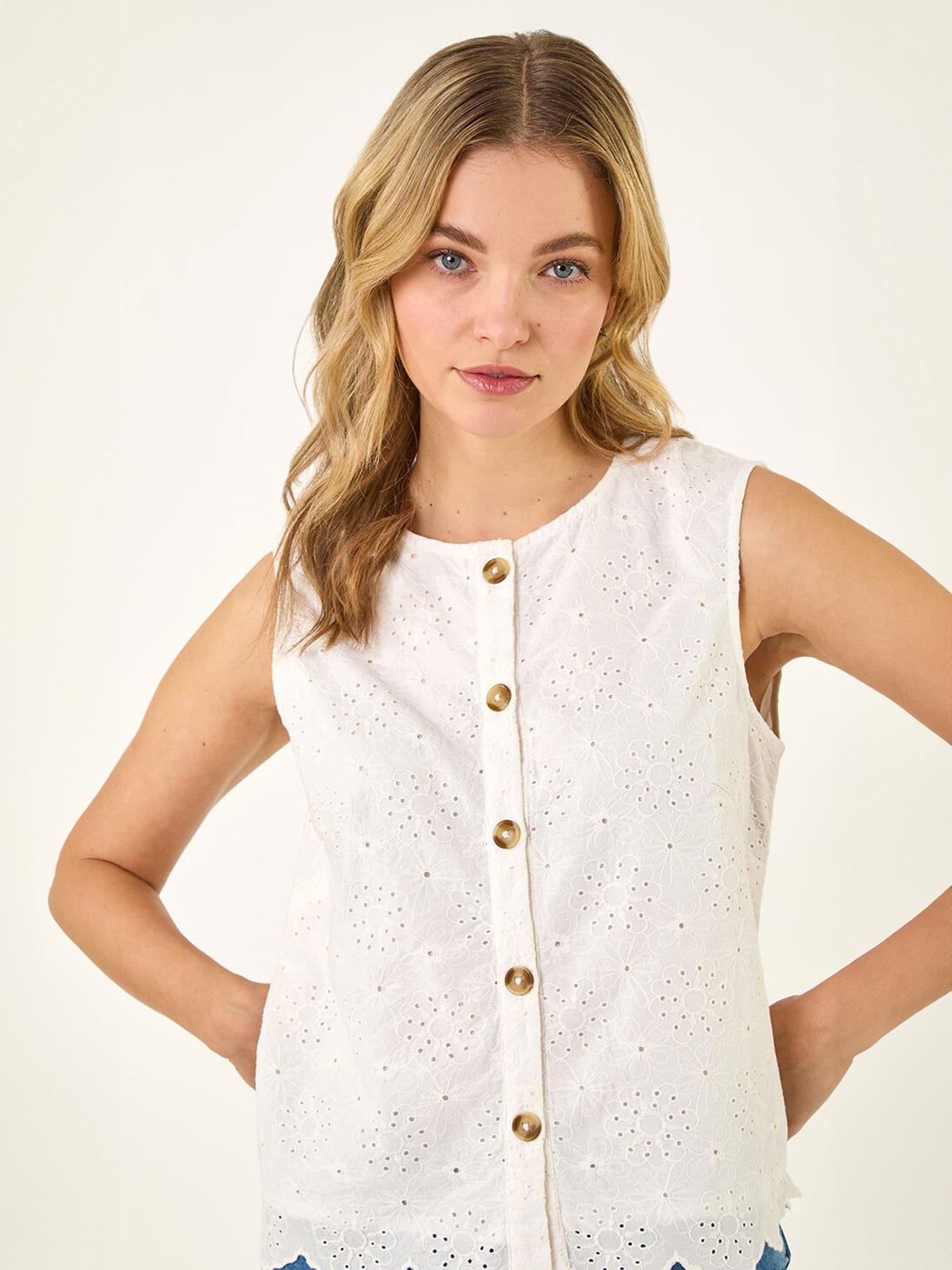  image of roman-dusk-broderie-button-blouse