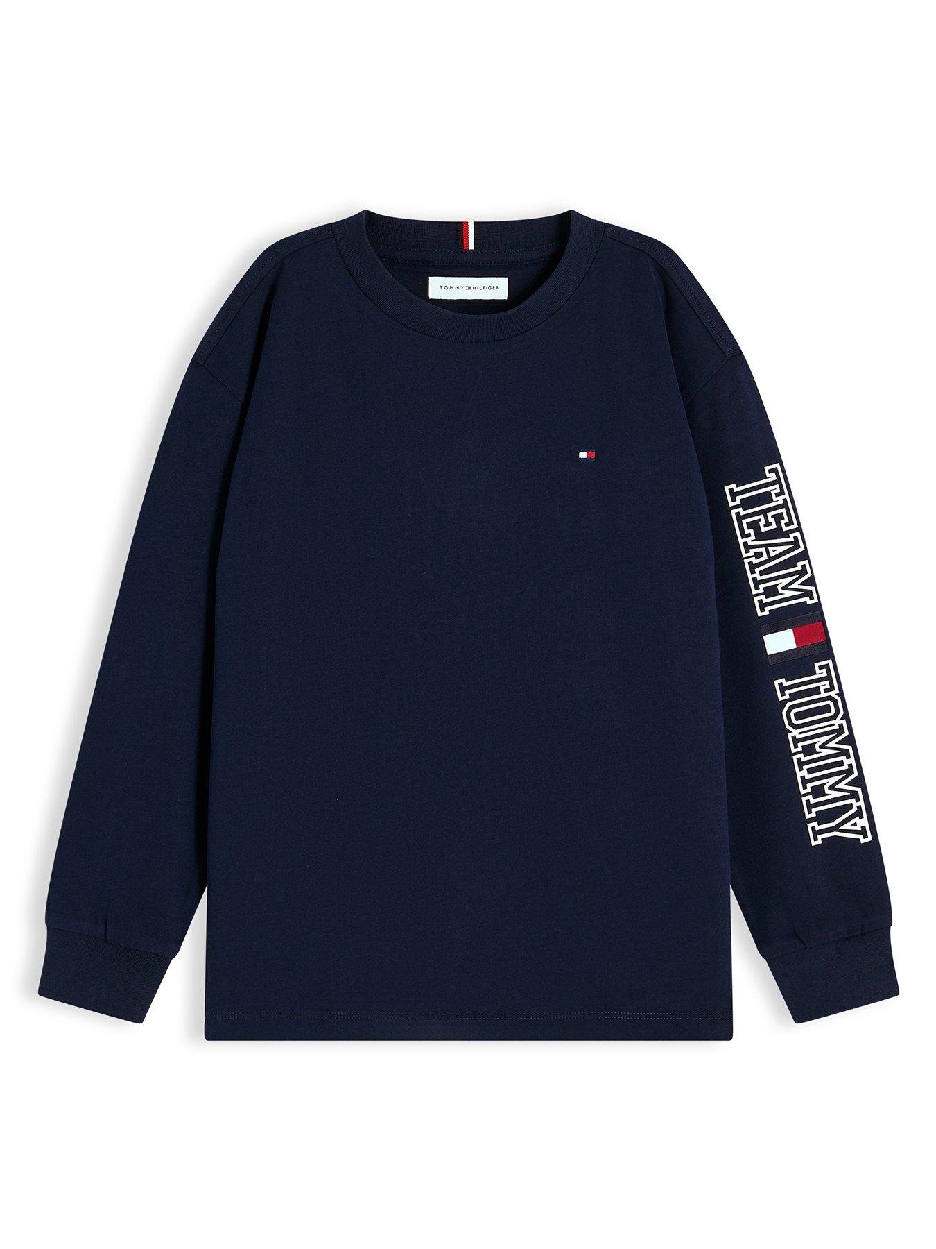 Tommy Hilfiger Logo Long Sleeve T-Shirt - Navy Blue