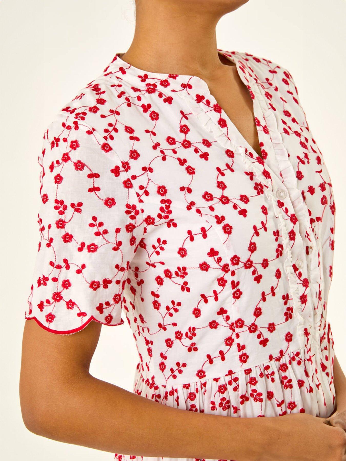 Image 5 of 5 of Roman Embroidered Buttoned Midi Dress