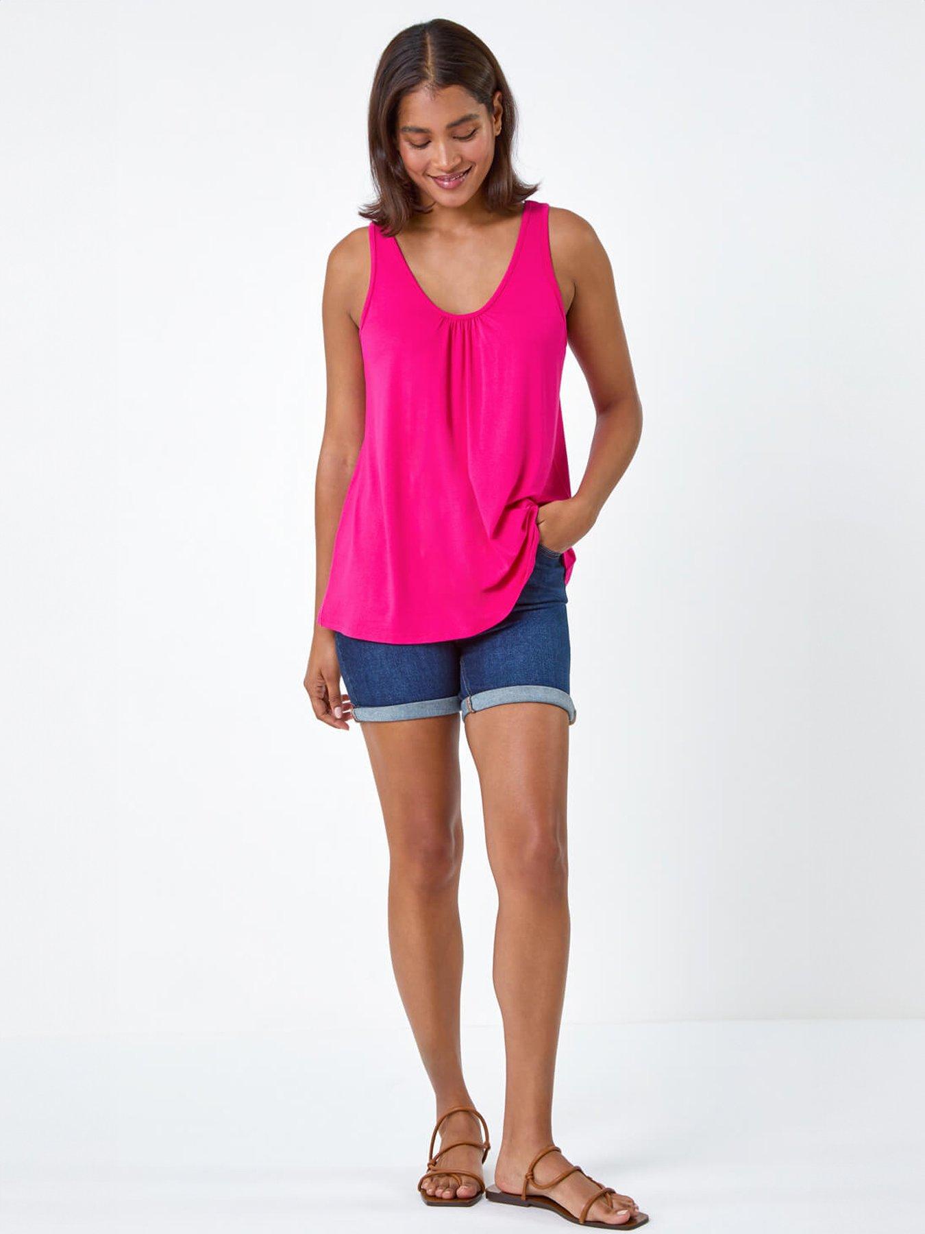  image of roman-plain-v-neck-stretch-jersey-vest-top