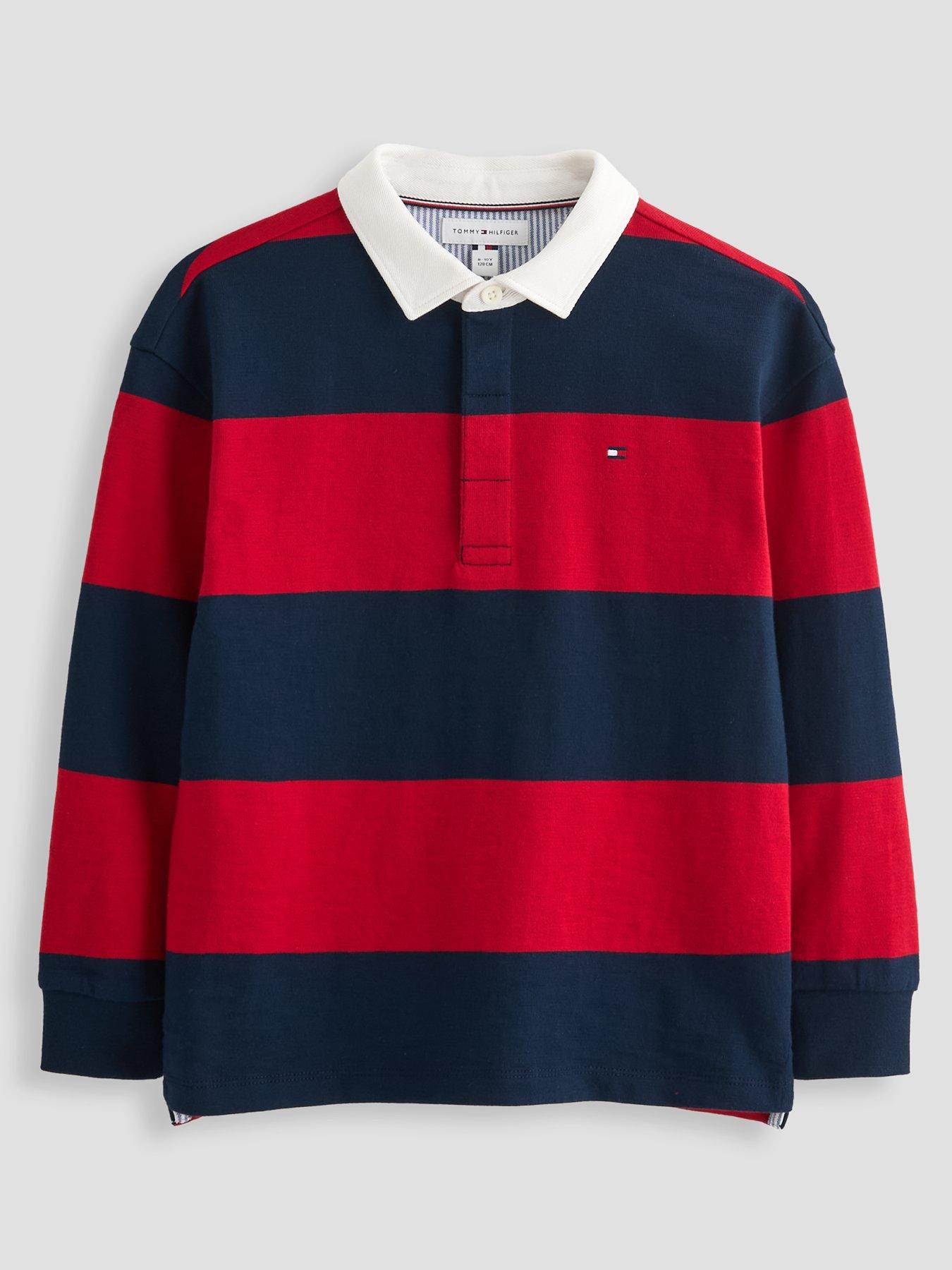 Image 2 of 7 of Tommy Hilfiger Regular Fit Stripe Long Sleeve Polo Shirt - Primary Red Stripe