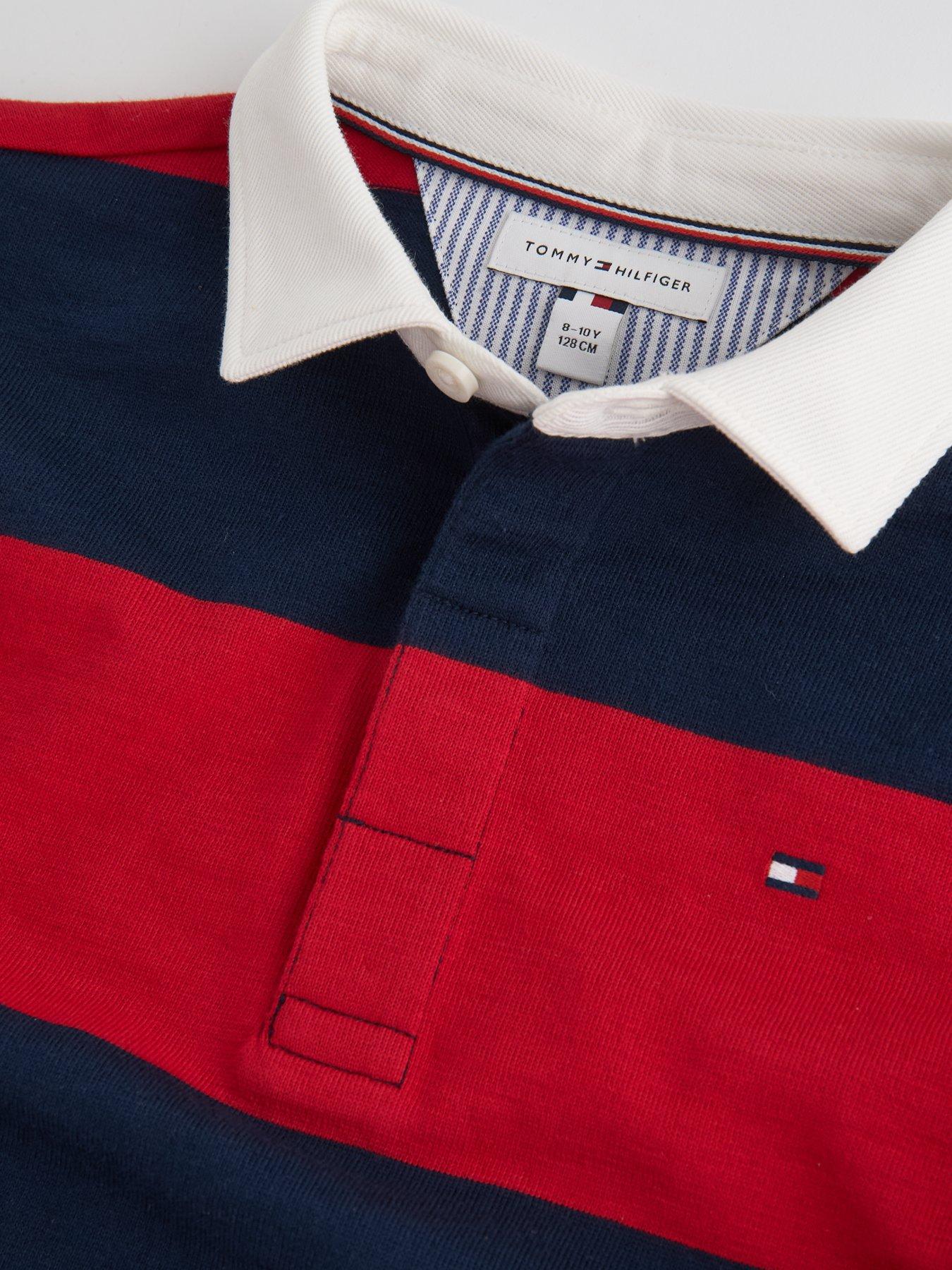 Image 4 of 7 of Tommy Hilfiger Regular Fit Stripe Long Sleeve Polo Shirt - Primary Red Stripe