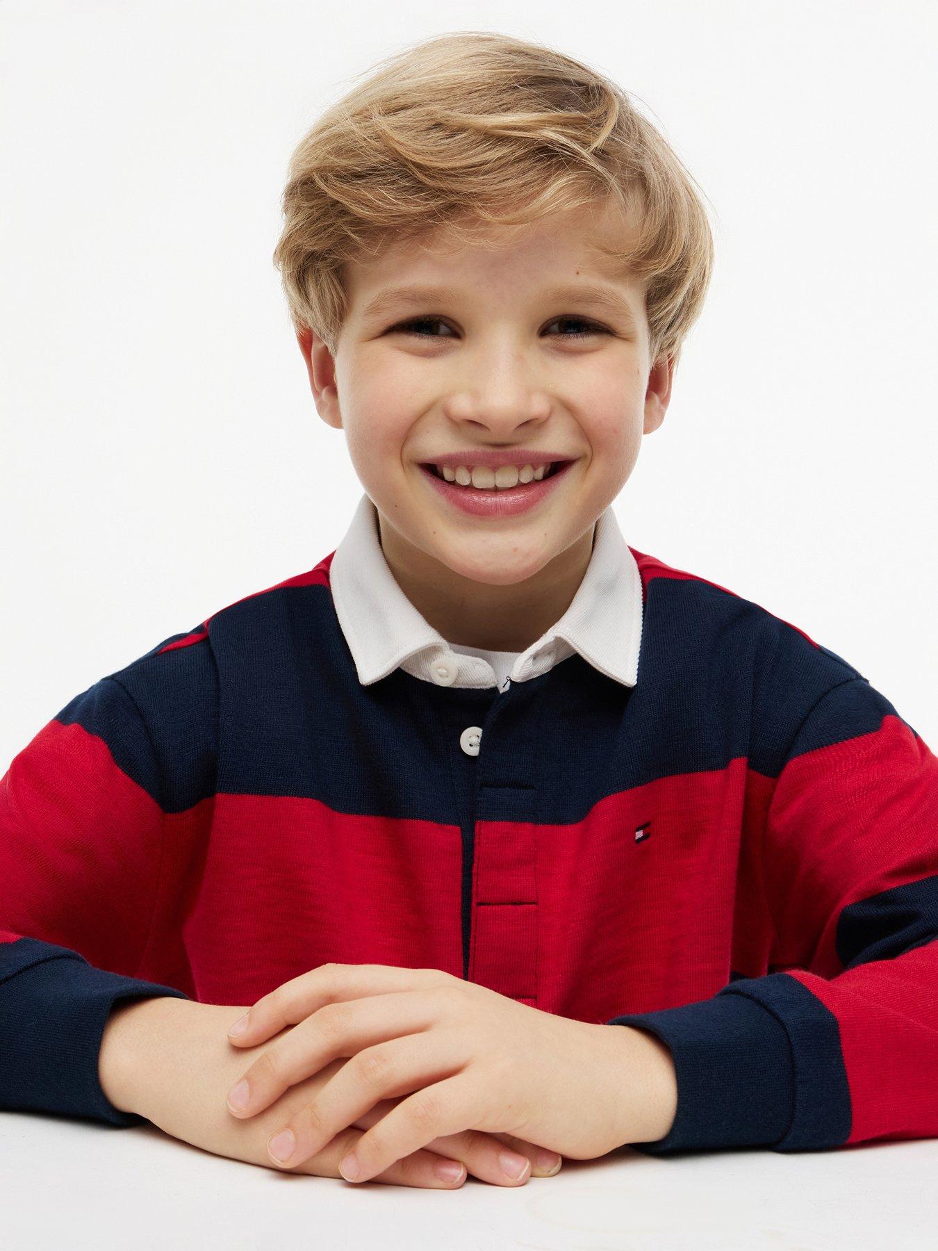 Image 6 of 7 of Tommy Hilfiger Regular Fit Stripe Long Sleeve Polo Shirt - Primary Red Stripe