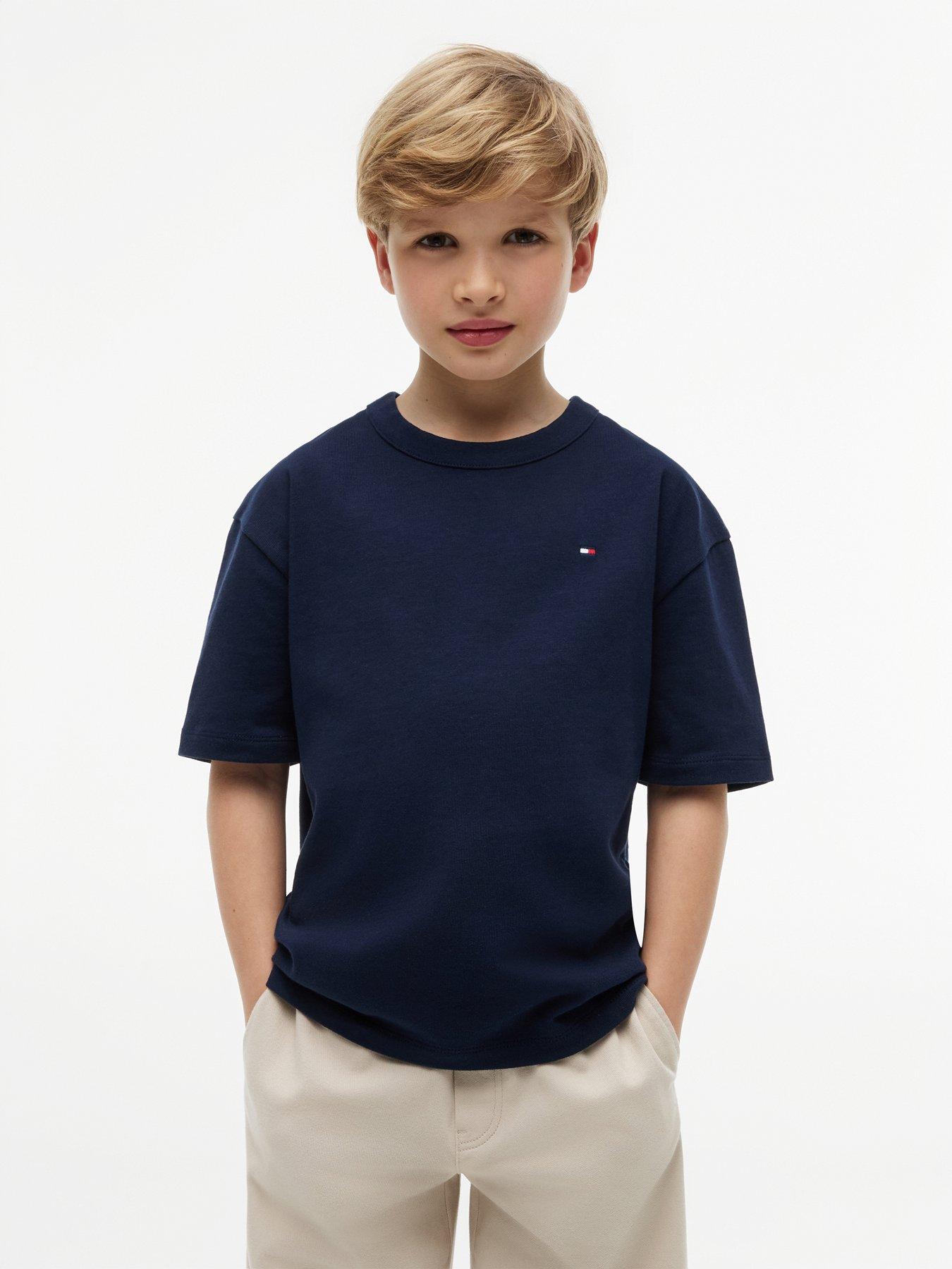 Tommy Hilfiger Boys Script Graphic Short Sleeve T-Shirt - Navy