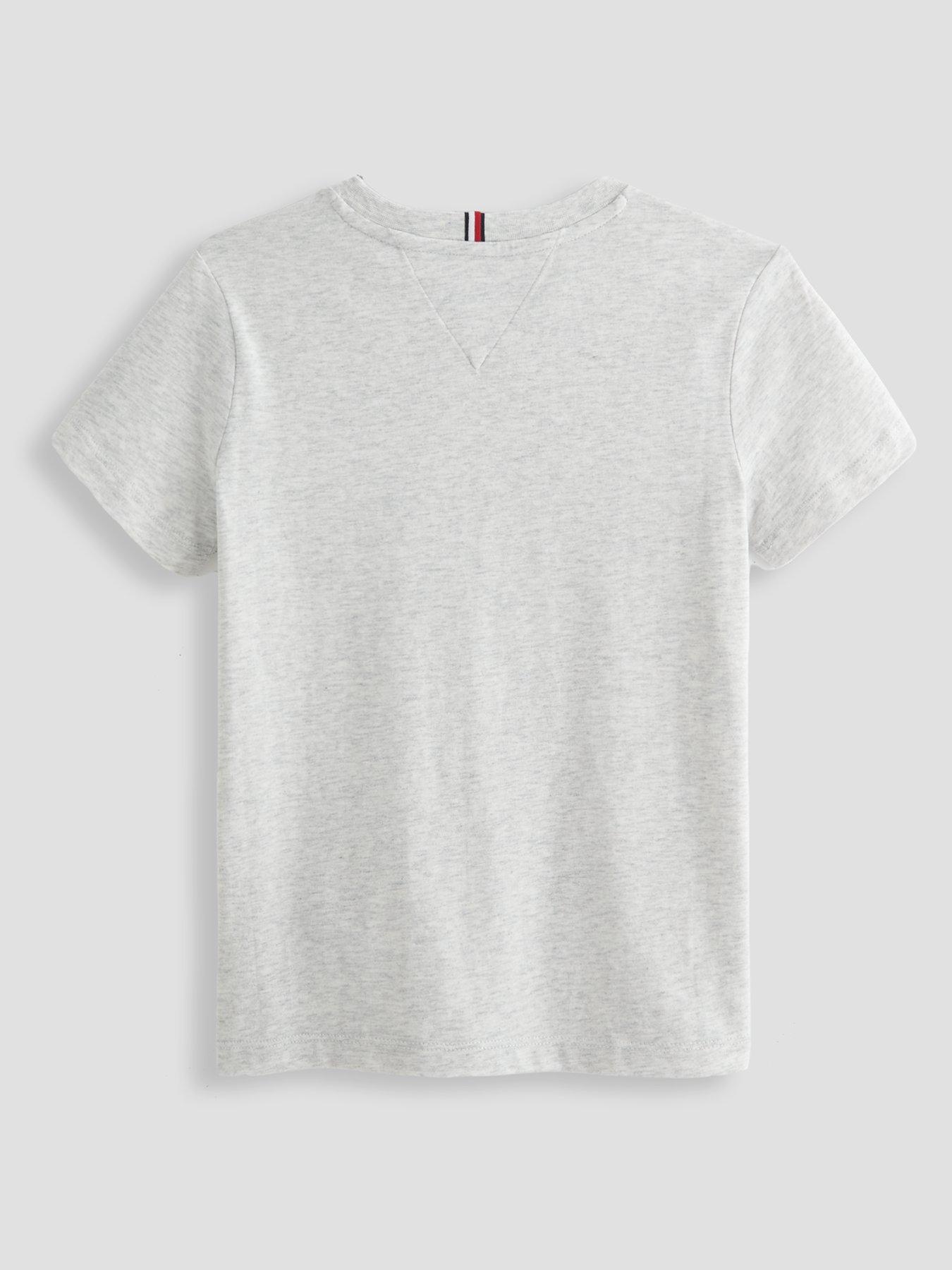 Image 3 of 7 of Tommy Hilfiger Outline Flag Logo Jersey T-Shirt - Light Grey Heather