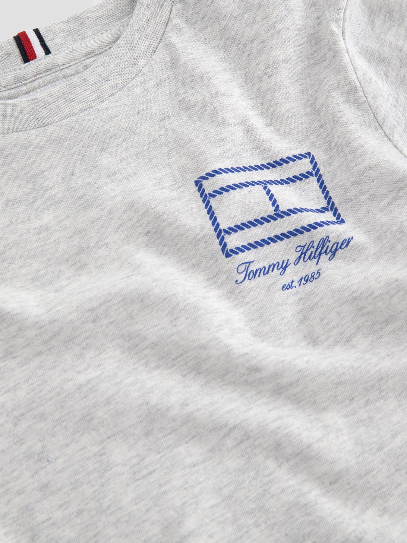 Image 4 of 7 of Tommy Hilfiger Outline Flag Logo Jersey T-Shirt - Light Grey Heather