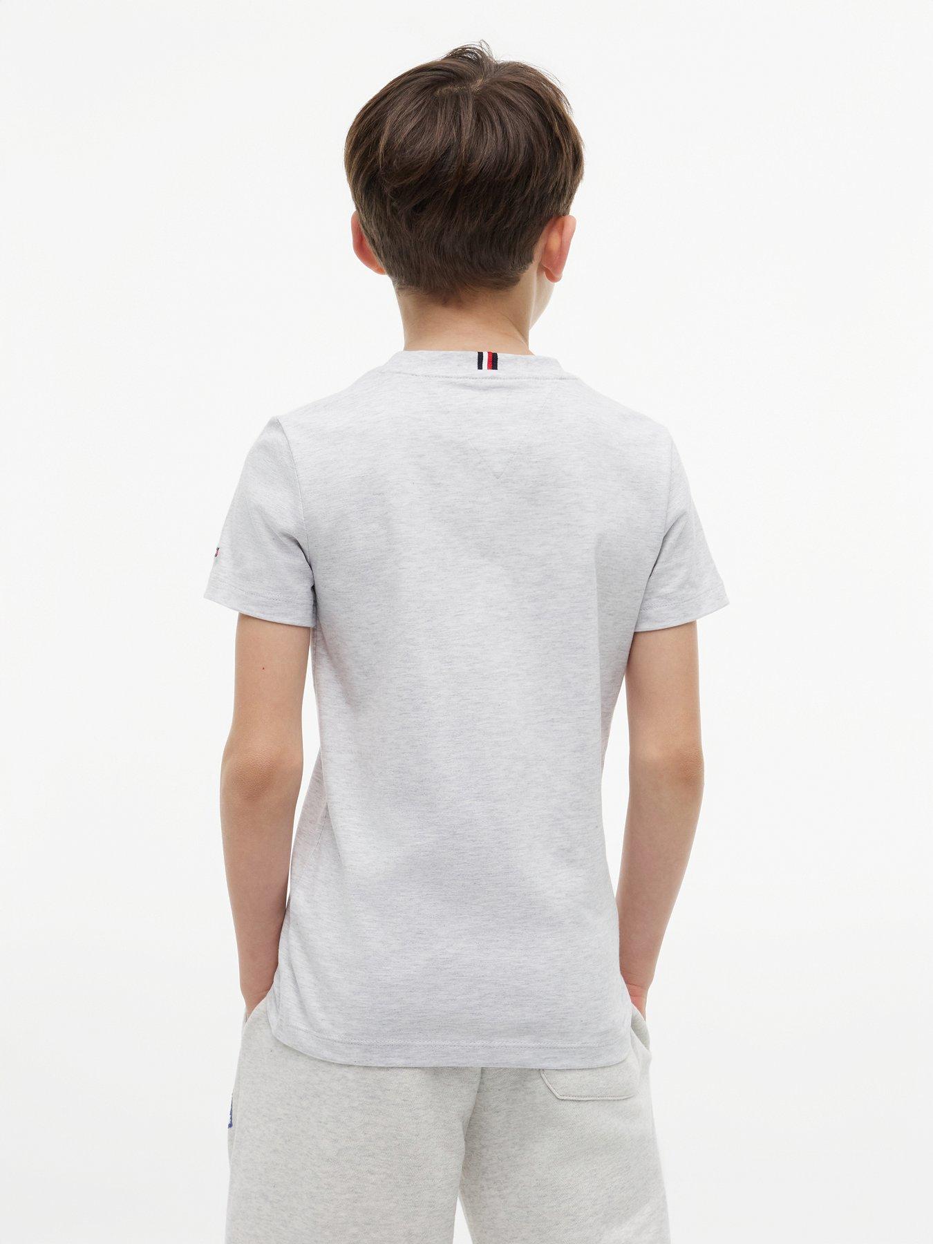 Image 6 of 7 of Tommy Hilfiger Outline Flag Logo Jersey T-Shirt - Light Grey Heather