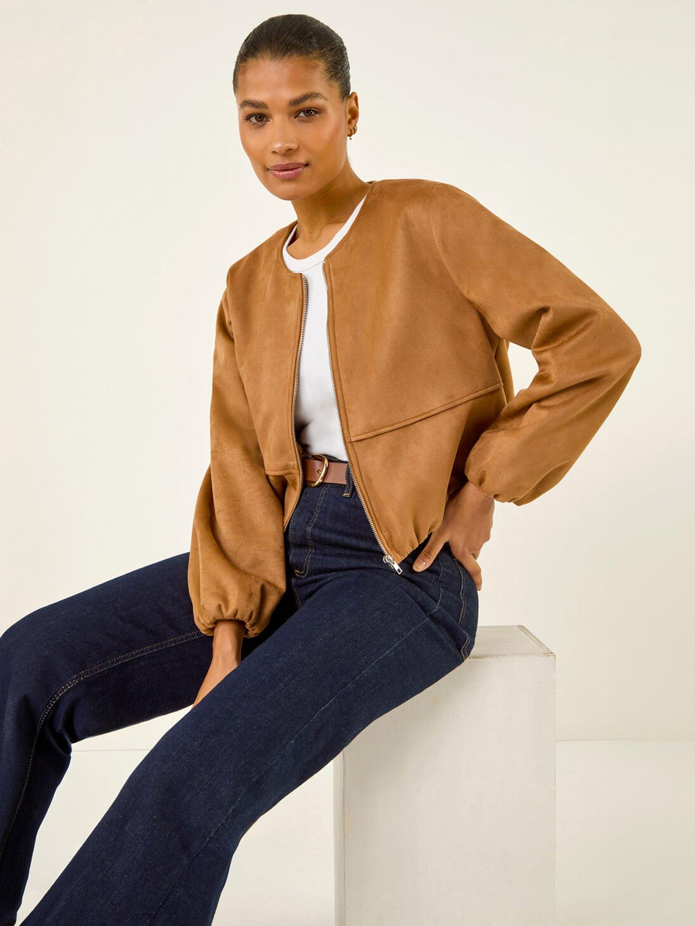 Image 1 of 5 of Roman Faux Suede Bubble Hem Jacket