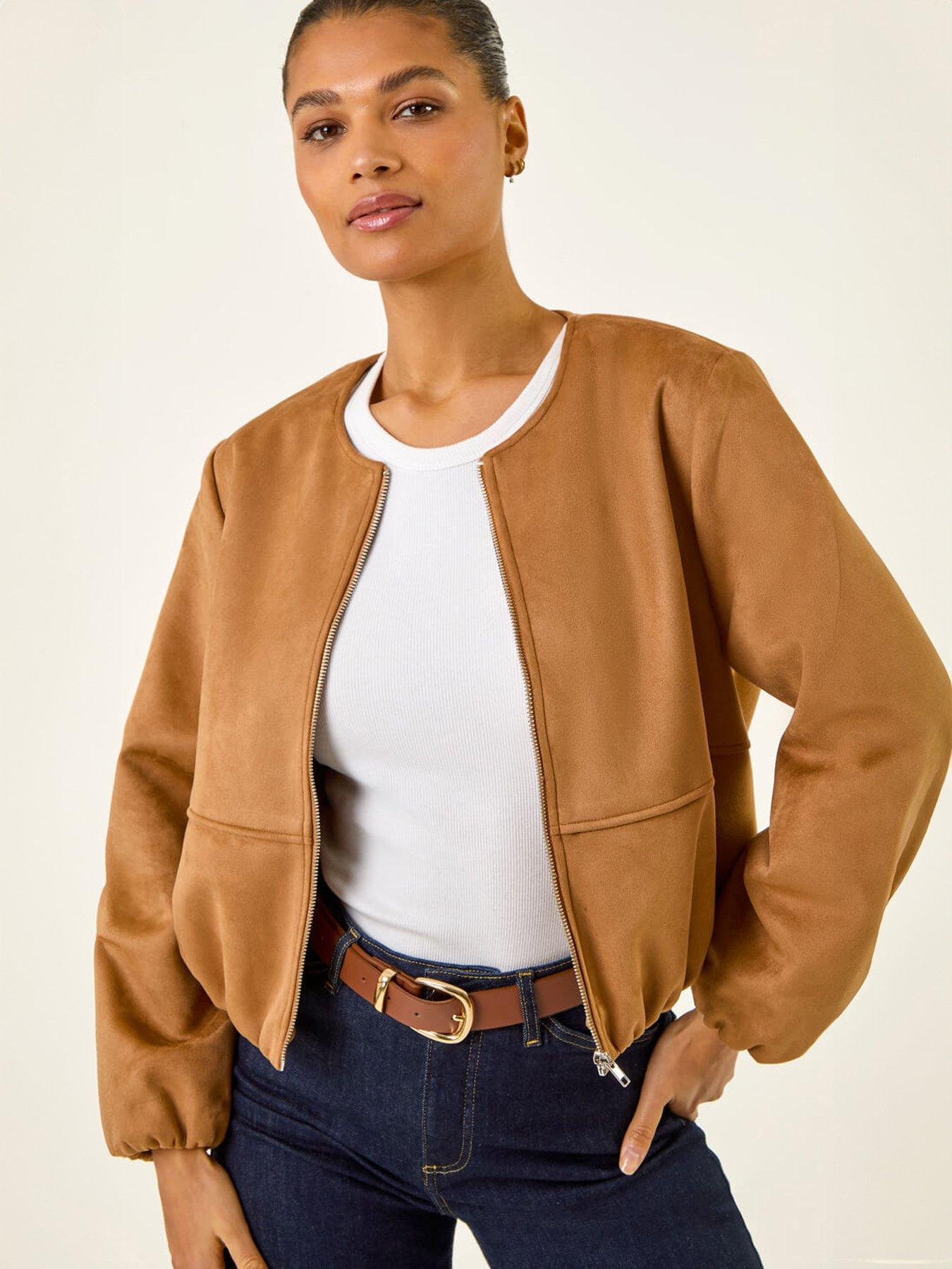Image 4 of 5 of Roman Faux Suede Bubble Hem Jacket