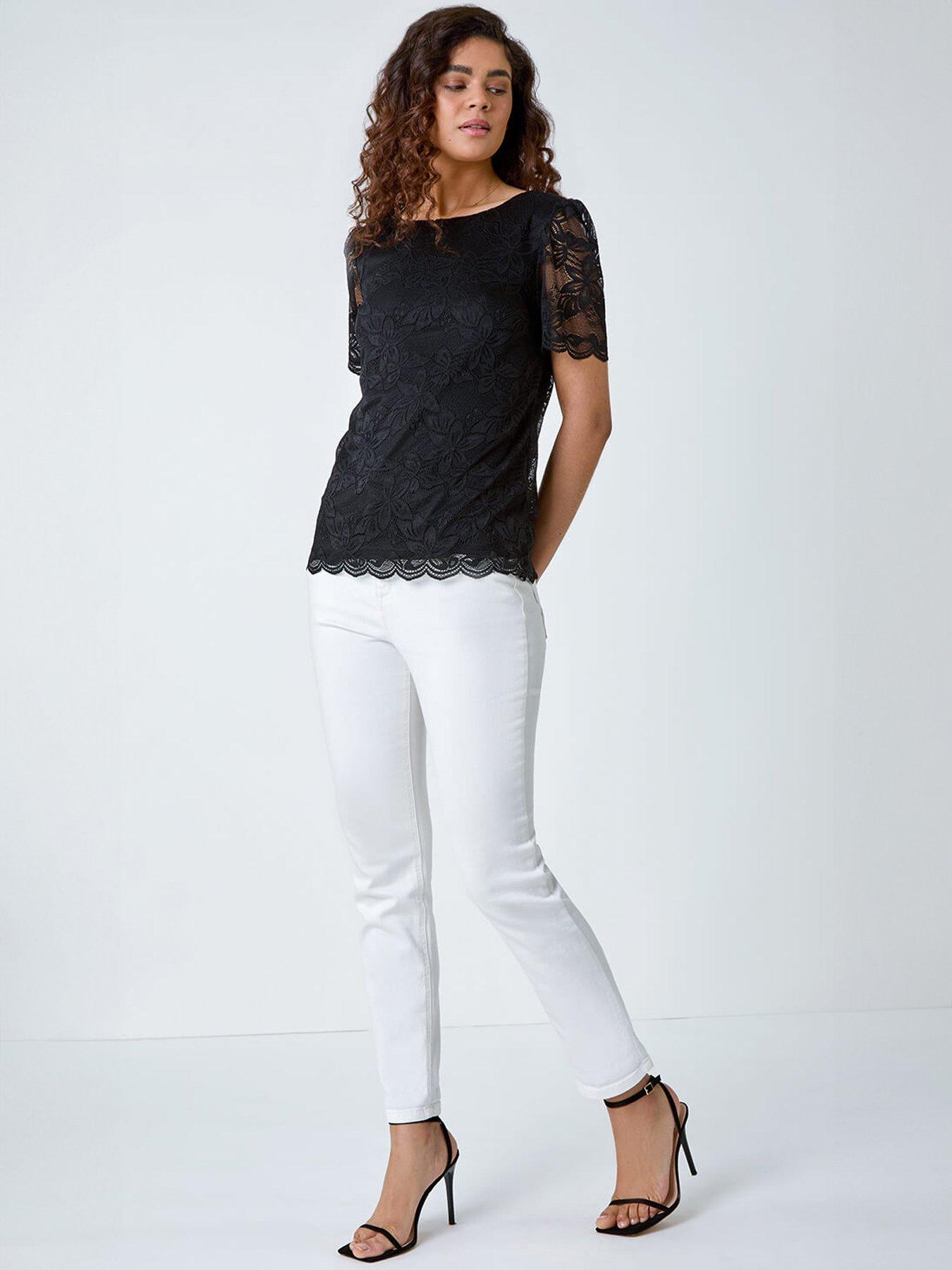 Image 3 of 5 of Roman Floral Stretch Lace Top