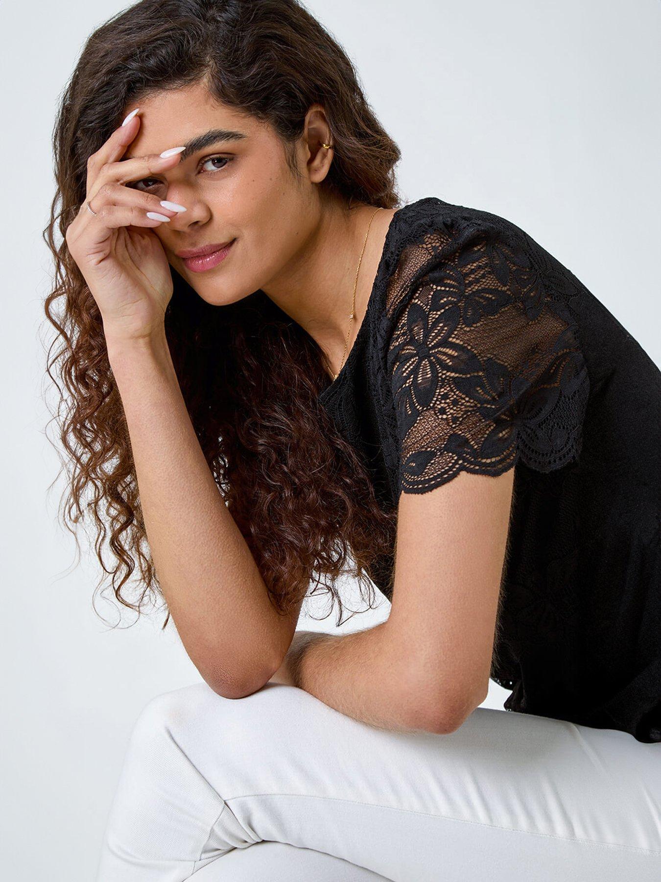 Image 4 of 5 of Roman Floral Stretch Lace Top