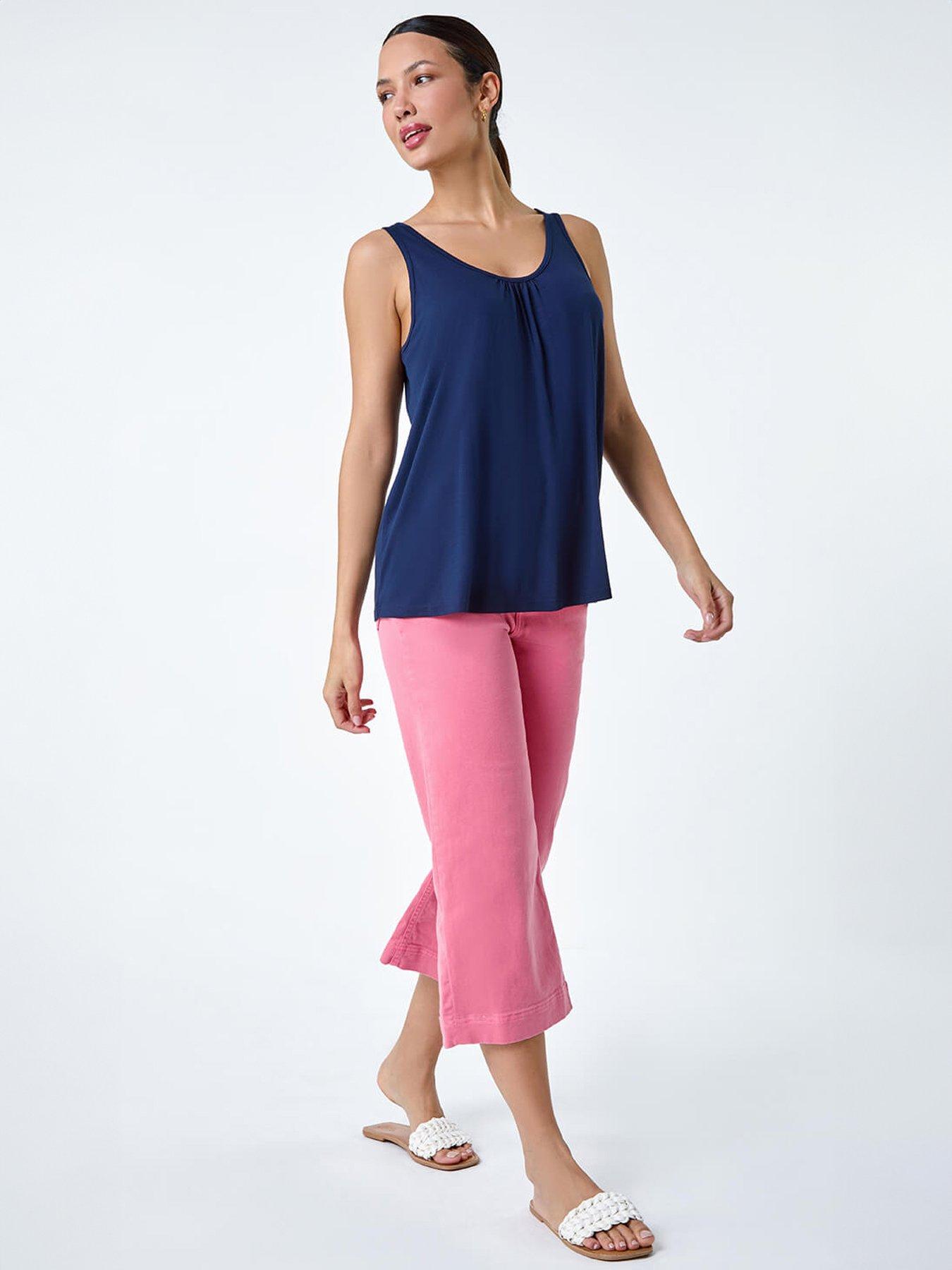 Image 3 of 5 of Roman Plain V-neck Stretch Jersey Vest Top