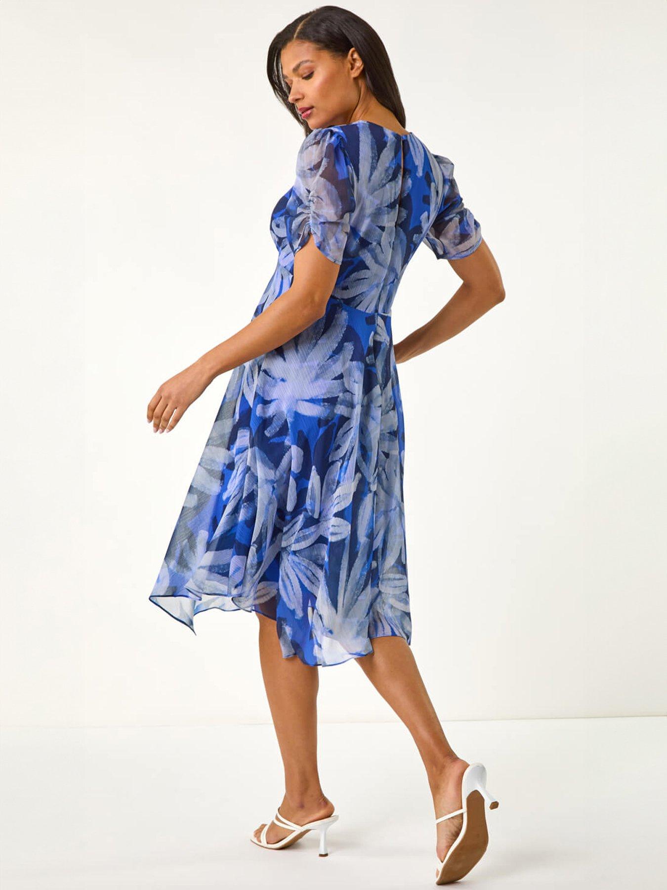 Image 2 of 5 of Roman Abstract Painted Floral Hanky Hem Dress