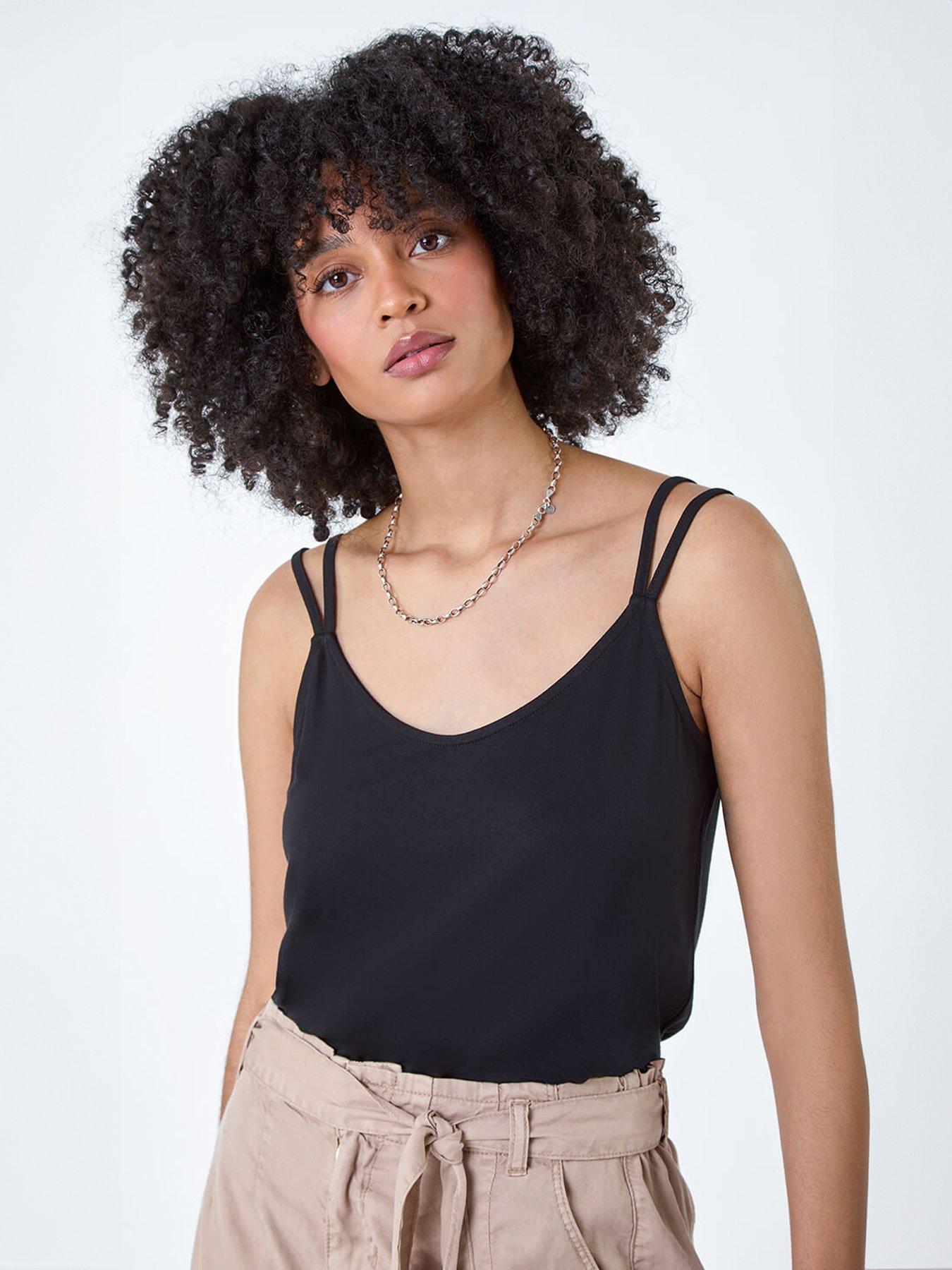 Roman Plain Double Strap Stretch Vest Top