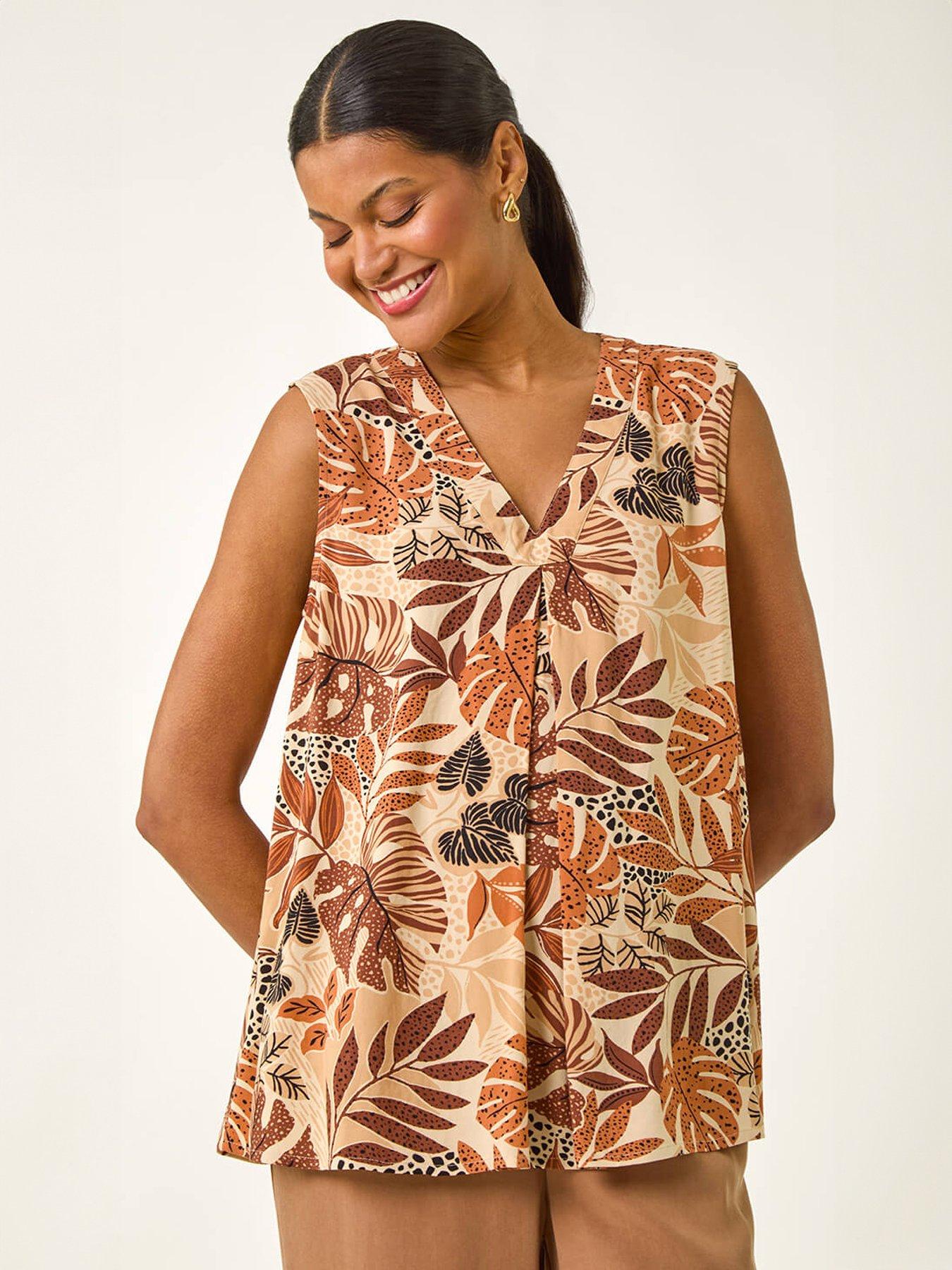  image of roman-leaf-v-neck-vest-top