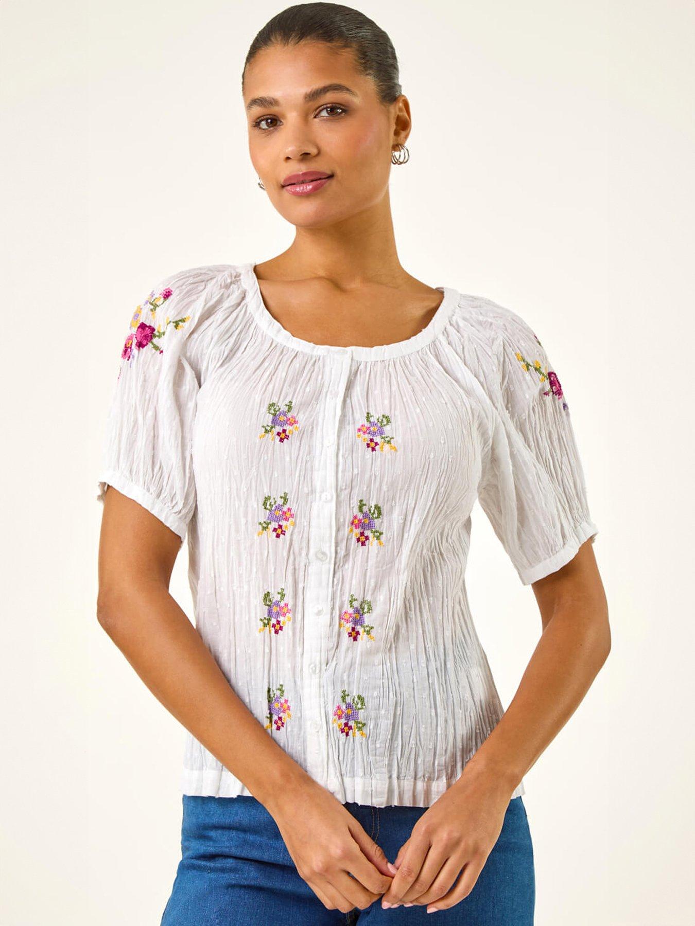 Roman Floral Cross Stitch Blouse