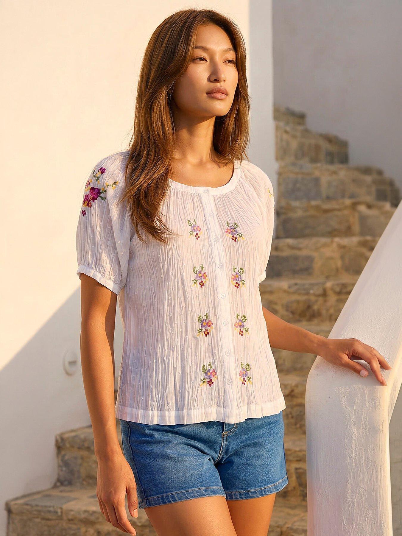 Roman Floral Cross Stitch Blouse