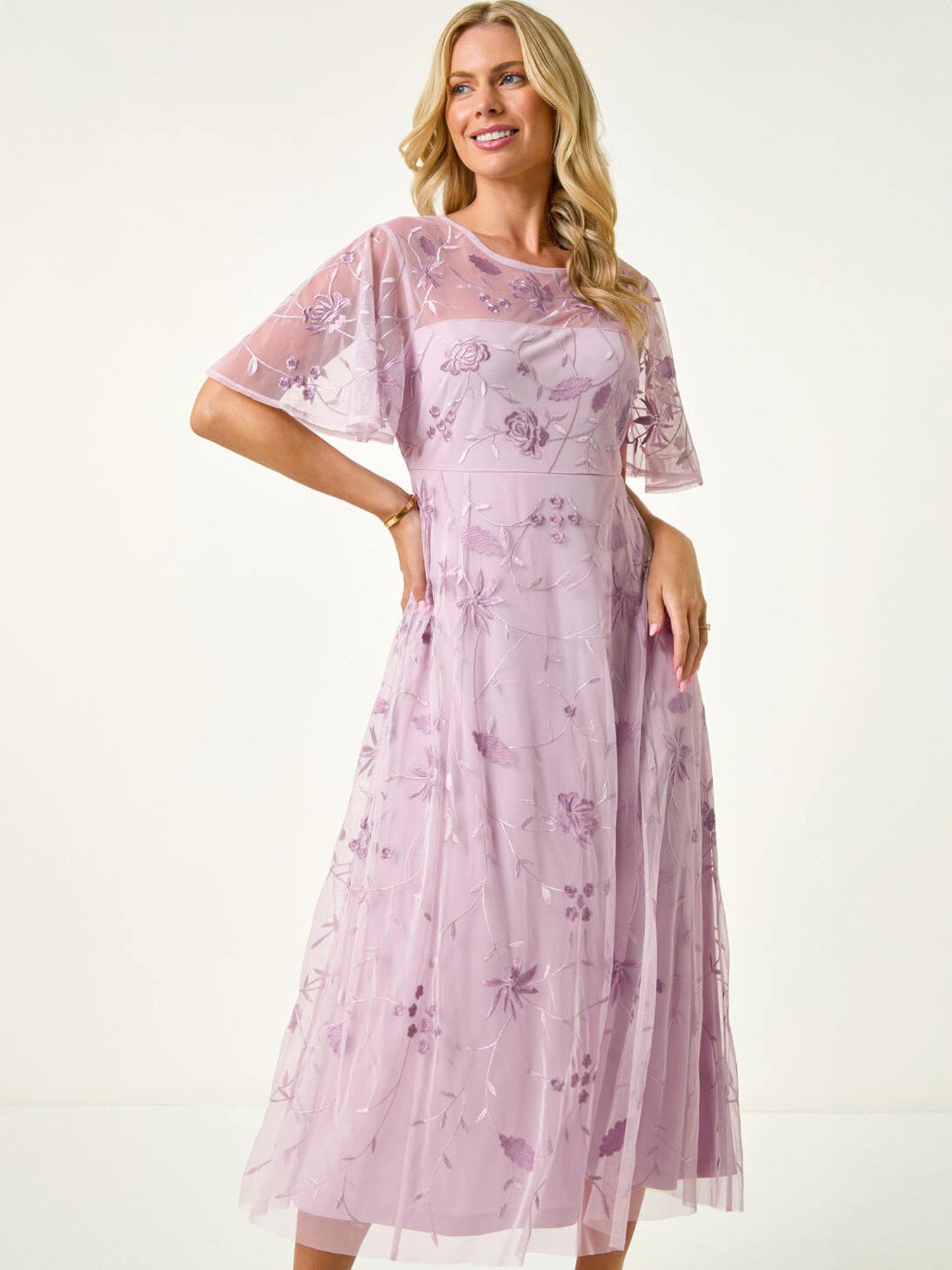 Roman Petite Embroidered Midi Dress