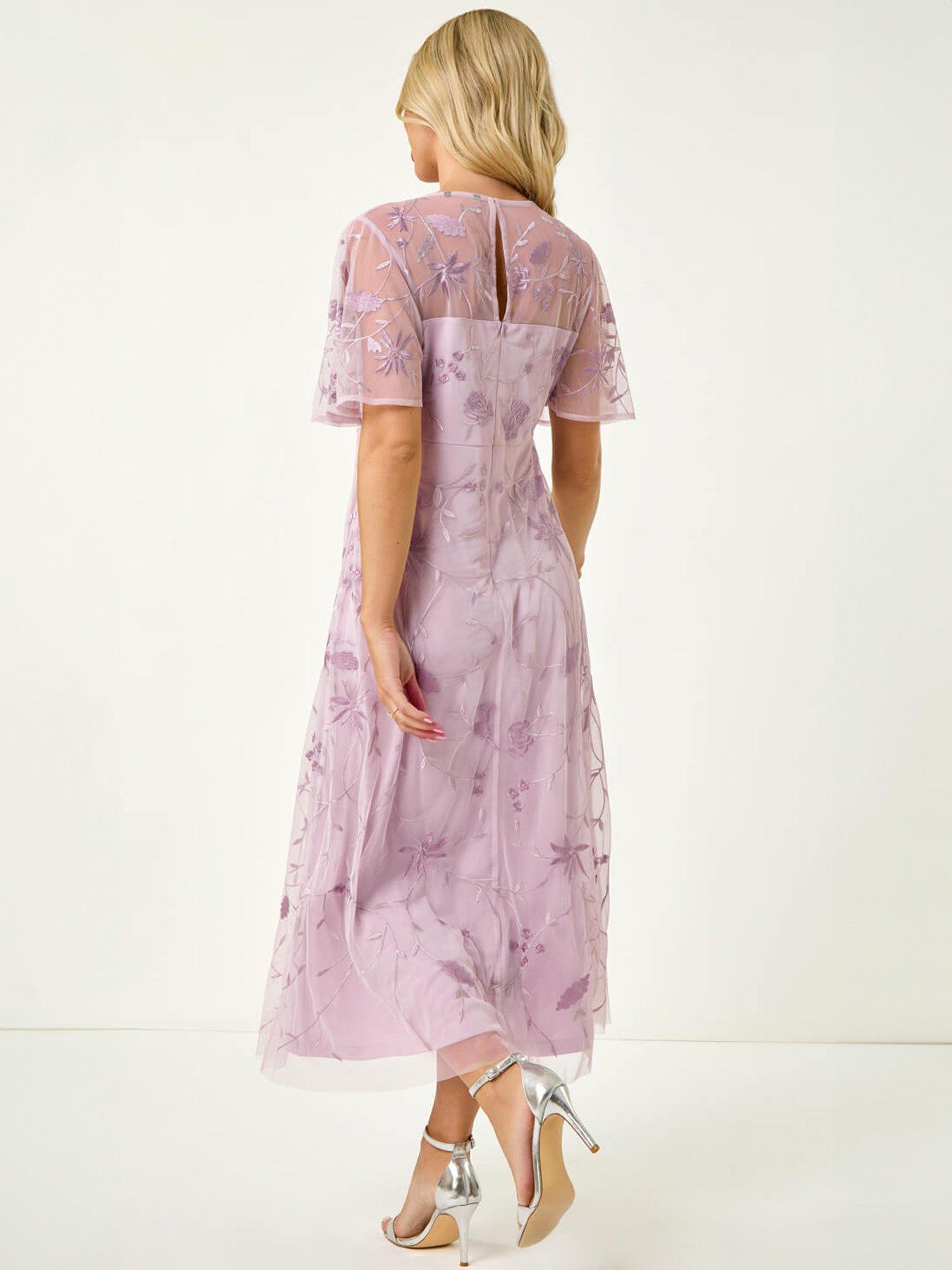 Image 2 of 5 of Roman Petite Embroidered Midi Dress