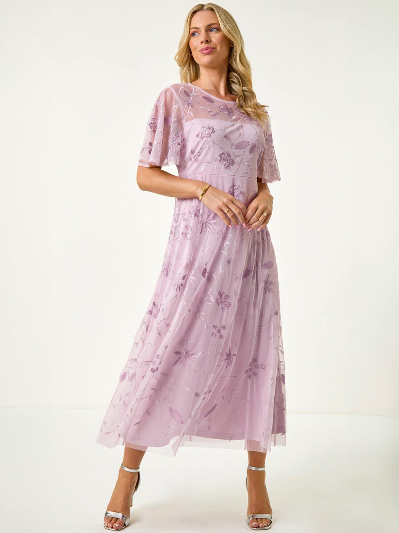 Image 3 of 5 of Roman Petite Embroidered Midi Dress