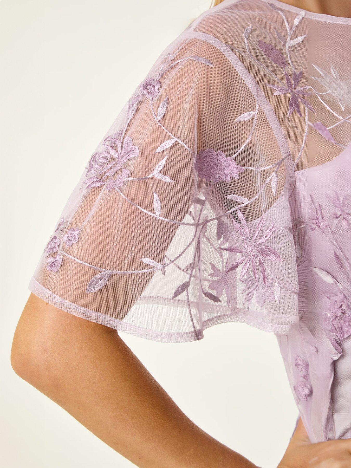 Image 5 of 5 of Roman Petite Embroidered Midi Dress