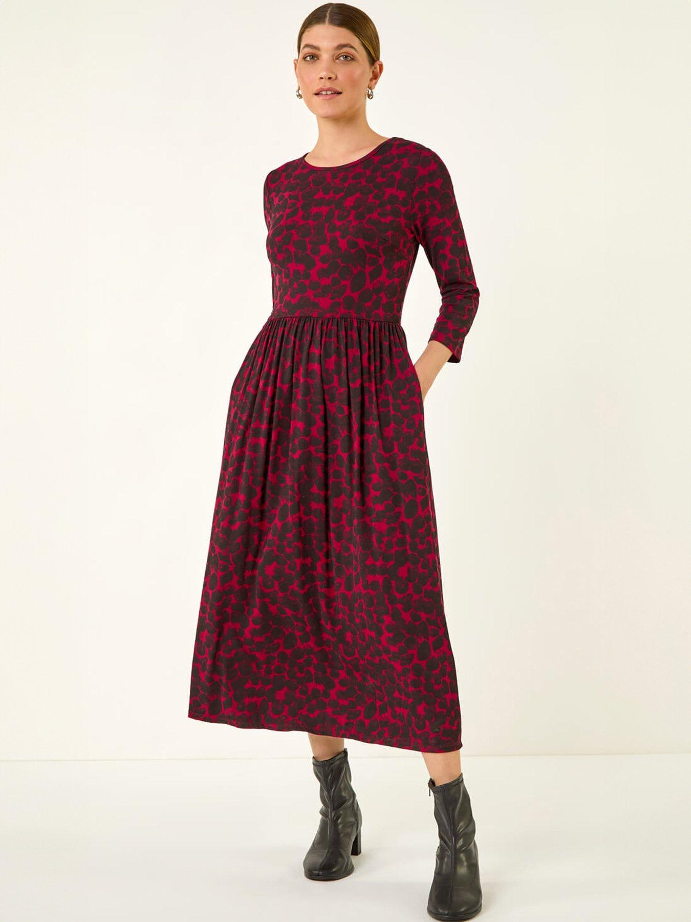 Roman Abstract Spot Stretch Midi Dress